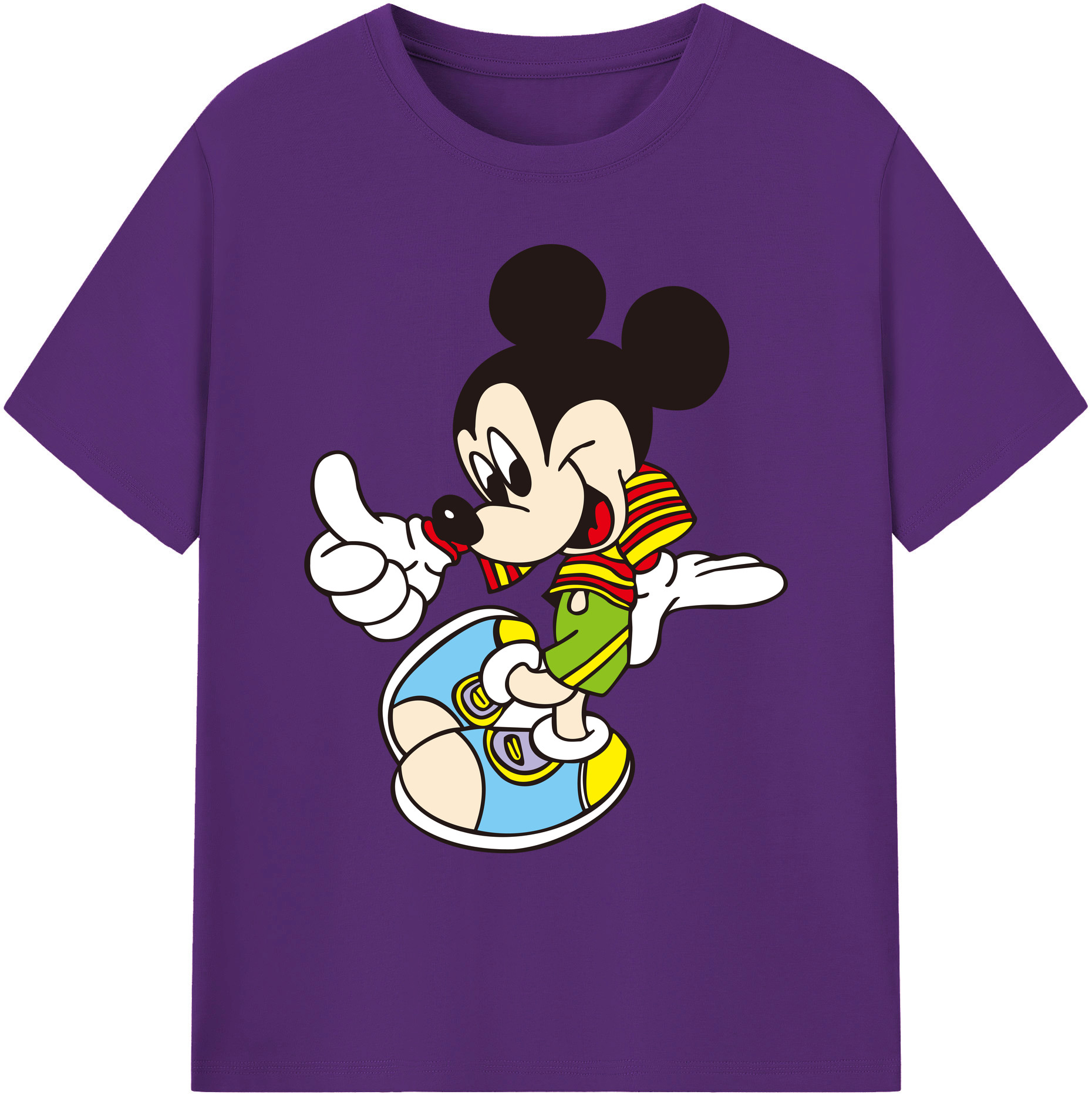 ミッキーマウス Mickey Mouse 綿100％ メンズ半袖Tシャツ｜肌触りやわらか＆通気性