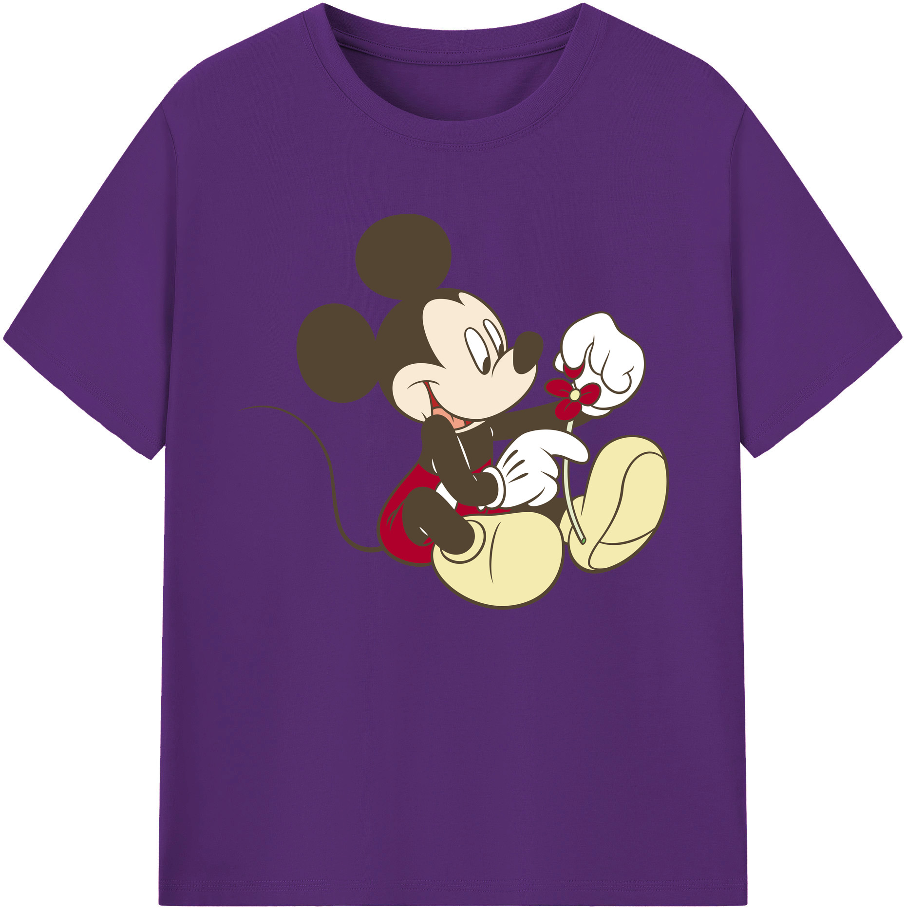 ミッキーマウス Mickey Mouse 綿100％ メンズ半袖Tシャツ｜肌触りやわらか＆通気性