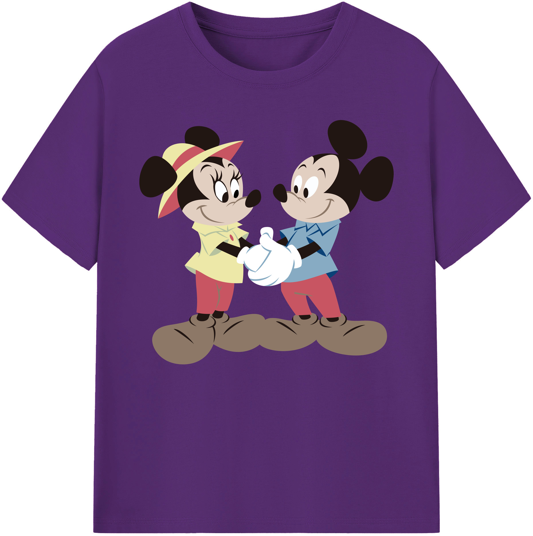 ミッキーマウス Mickey Mouse 綿100％ メンズ半袖Tシャツ｜肌触りやわらか＆通気性