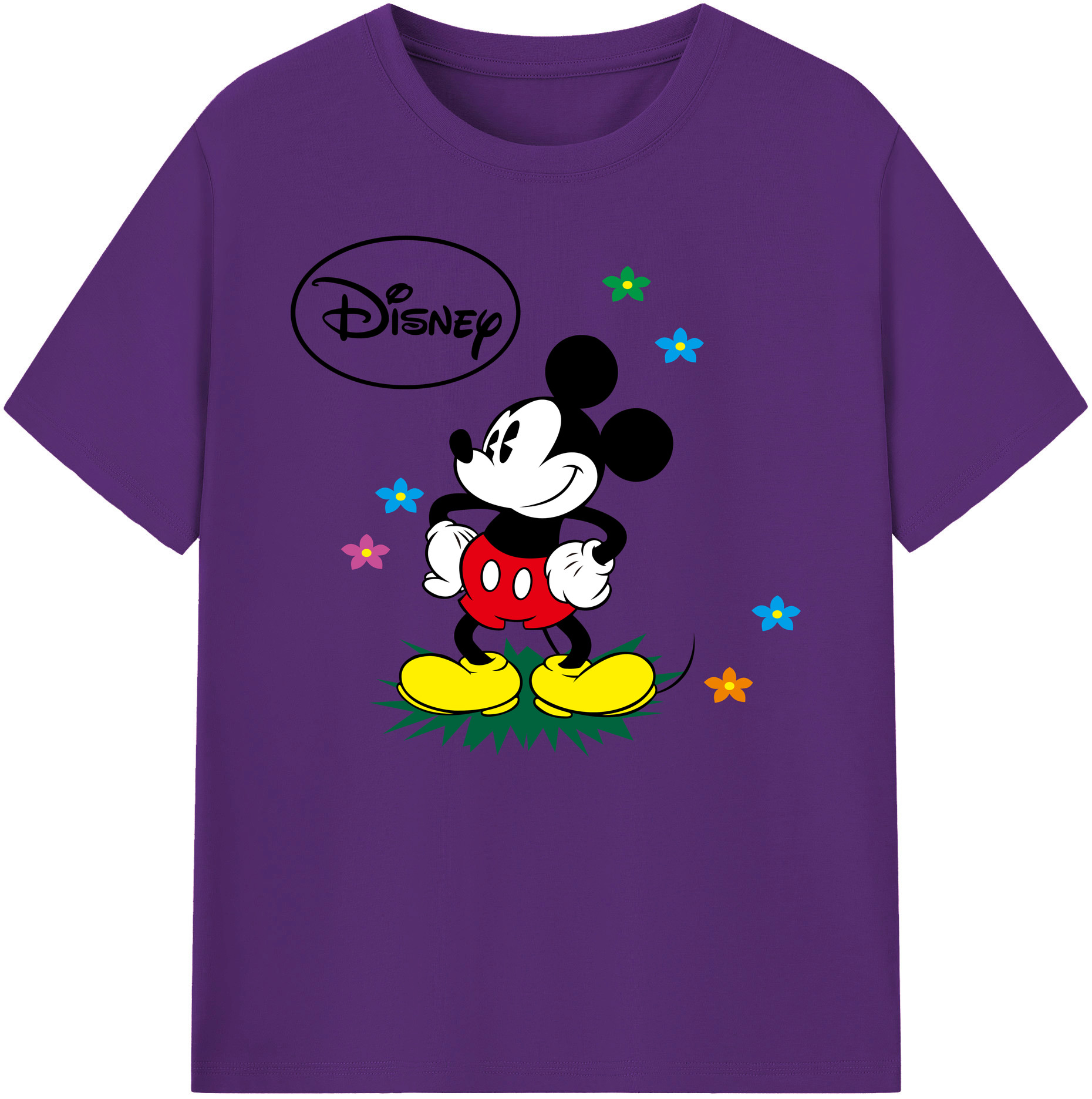 ミッキーマウス Mickey Mouse 綿100％ メンズ半袖Tシャツ｜肌触りやわらか＆通気性