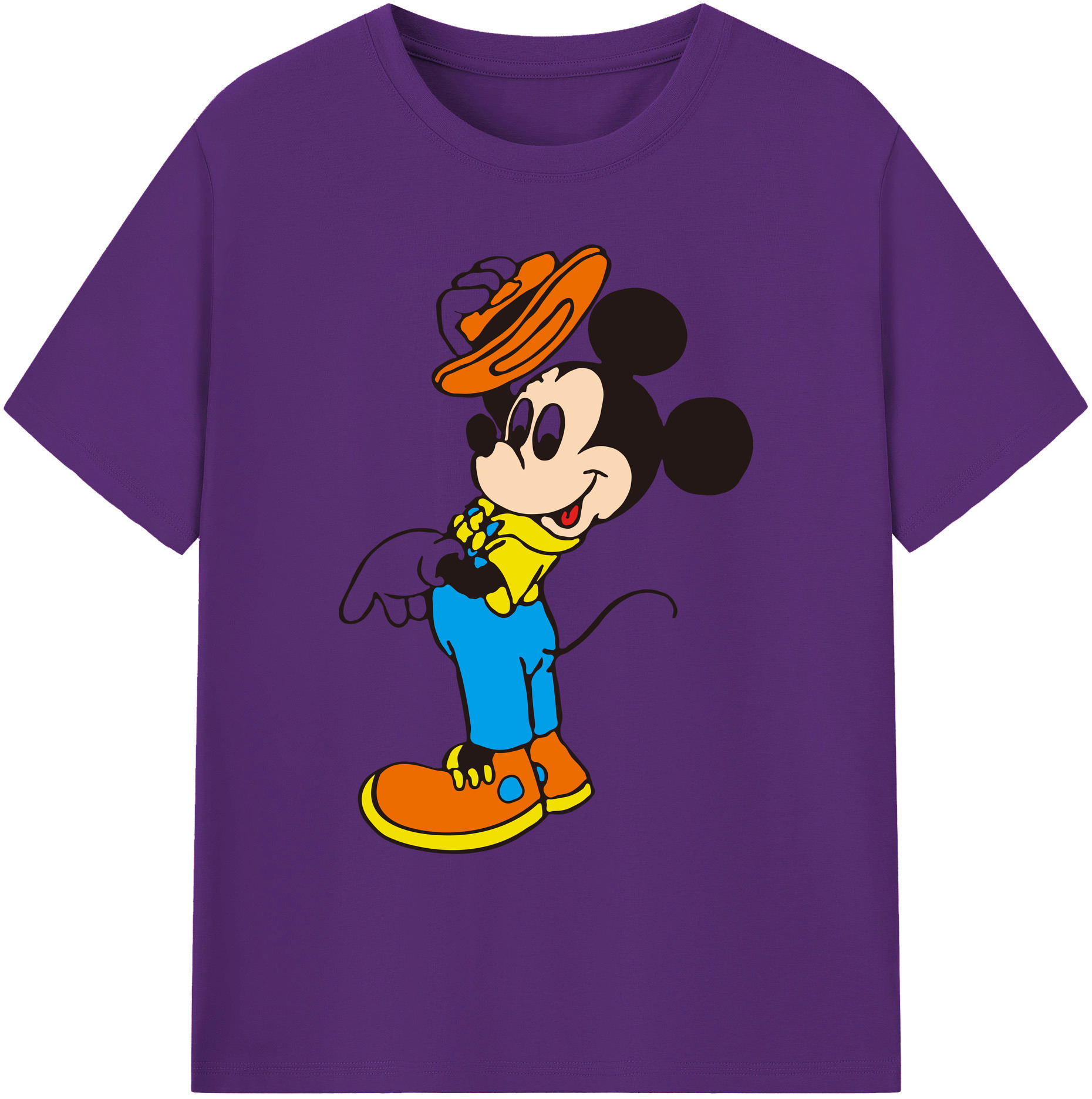 ミッキーマウス Mickey Mouse 綿100％ メンズ半袖Tシャツ｜肌触りやわらか＆通気性