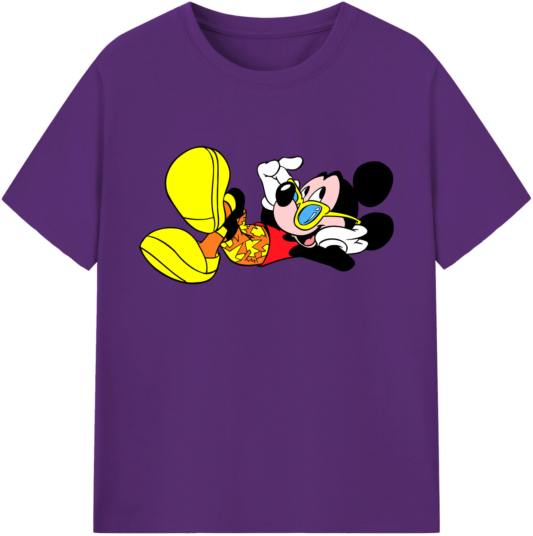 ミッキーマウス Mickey Mouse 綿100％ メンズ半袖Tシャツ｜肌触りやわらか＆通気性