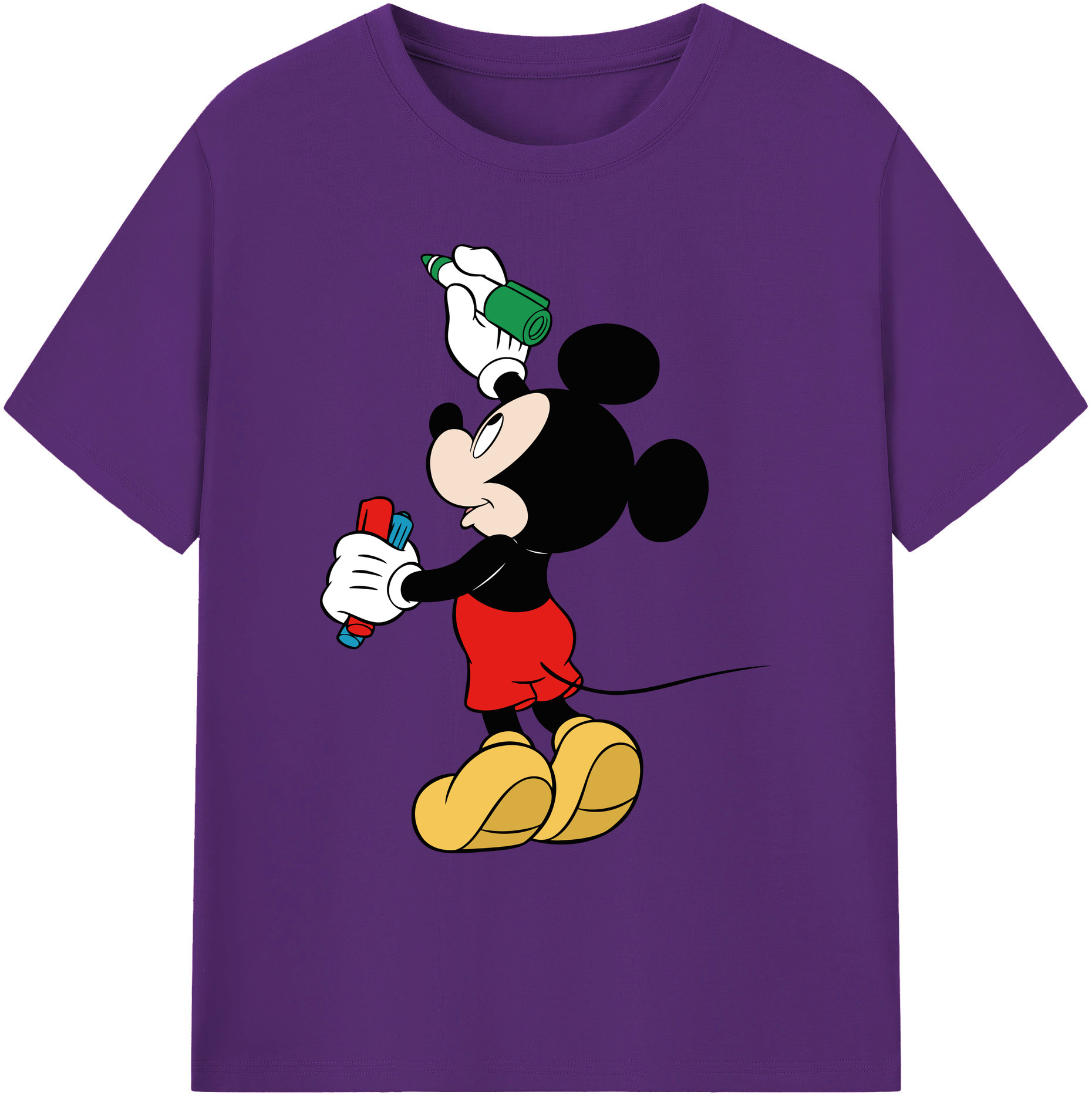 ミッキーマウス Mickey Mouse 綿100％ メンズ半袖Tシャツ｜肌触りやわらか＆通気性