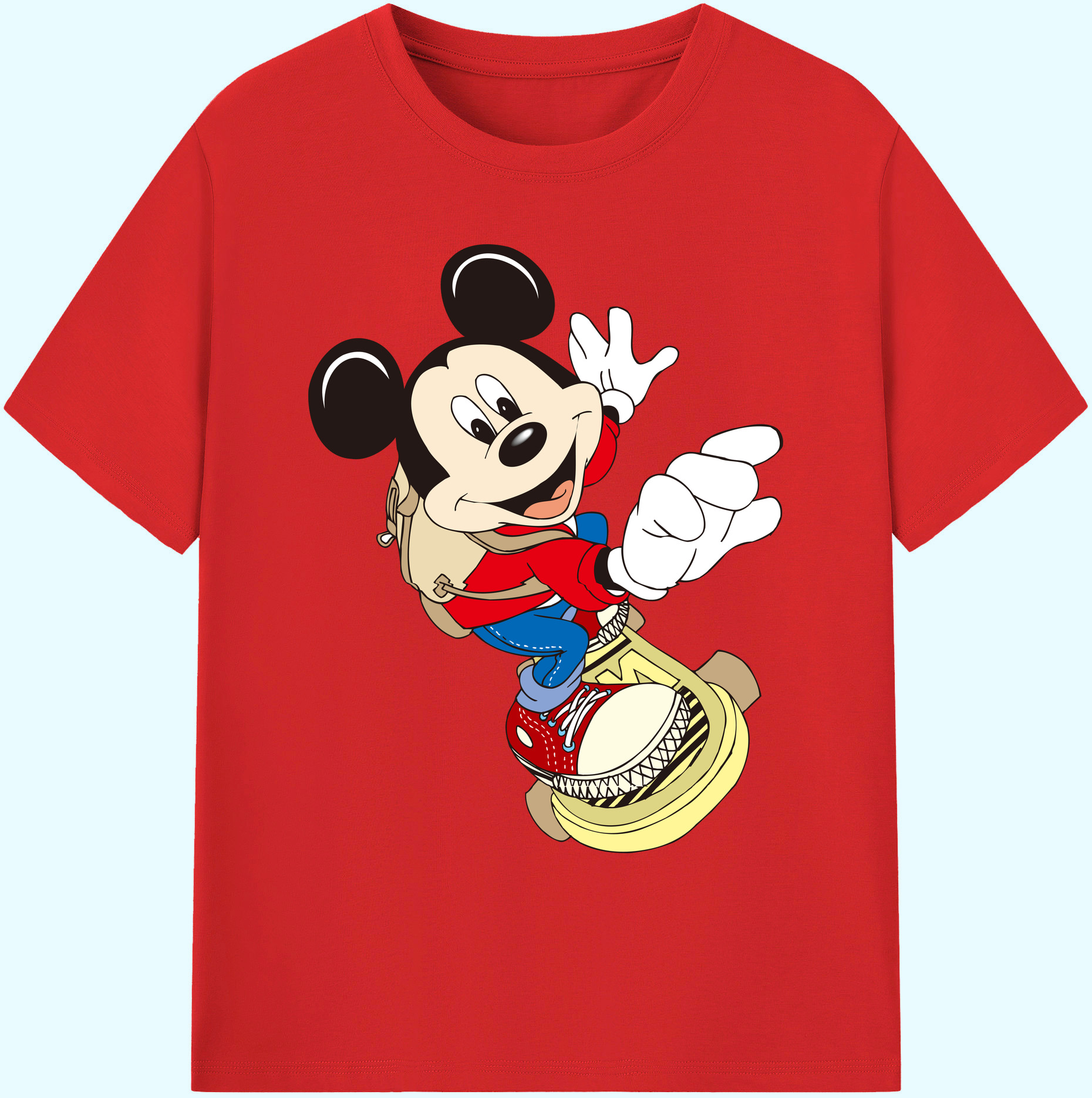 ミッキーマウス Mickey Mouse 綿100％ メンズ半袖Tシャツ｜肌触りやわらか＆通気性