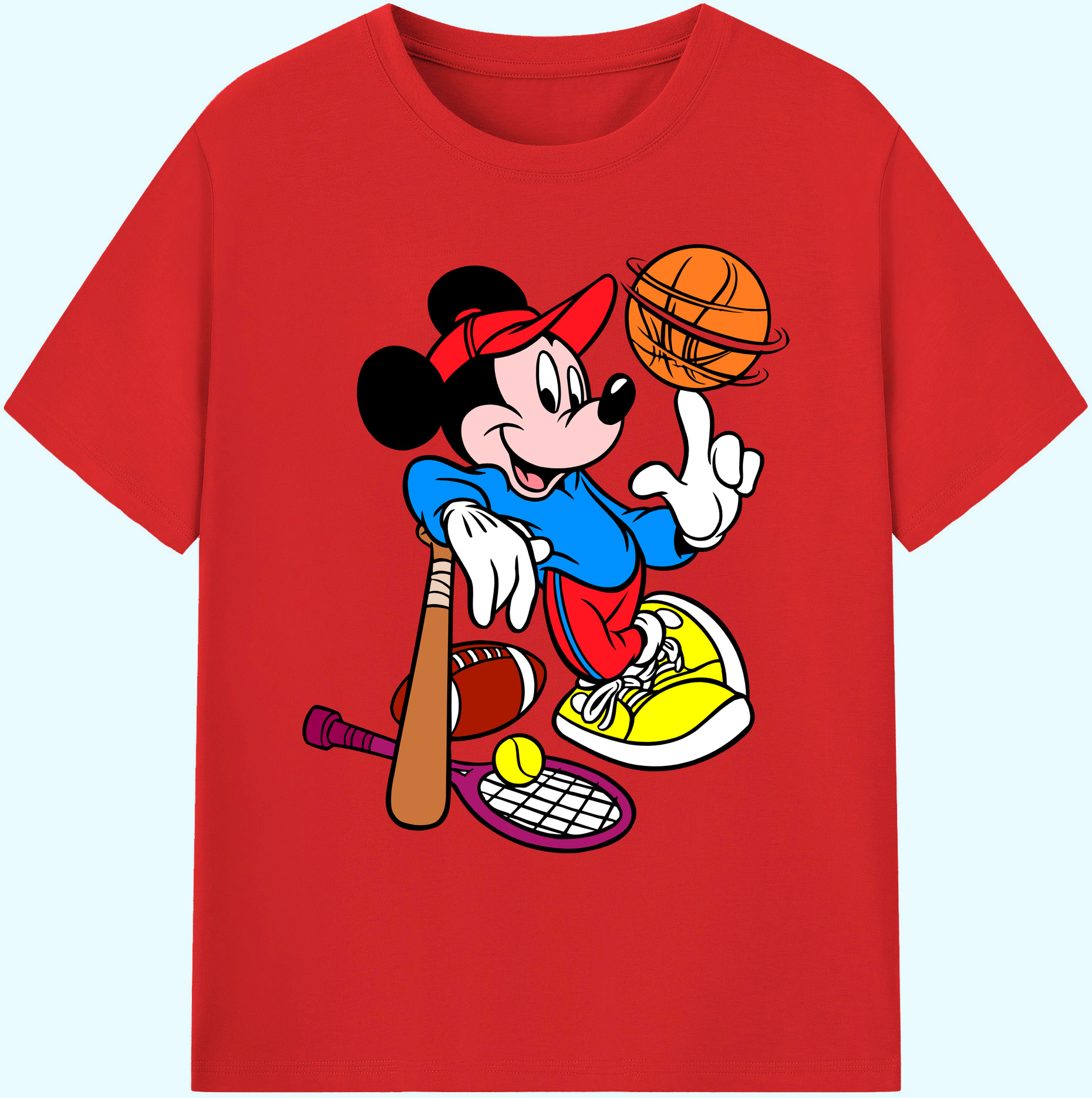 ミッキーマウス Mickey Mouse 綿100％ メンズ半袖Tシャツ｜肌触りやわらか＆通気性