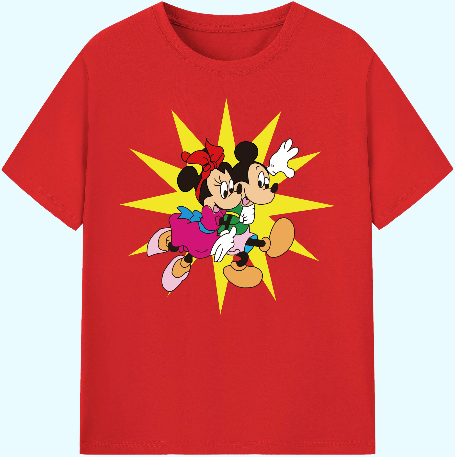 ミッキーマウス Mickey Mouse 綿100％ メンズ半袖Tシャツ｜肌触りやわらか＆通気性