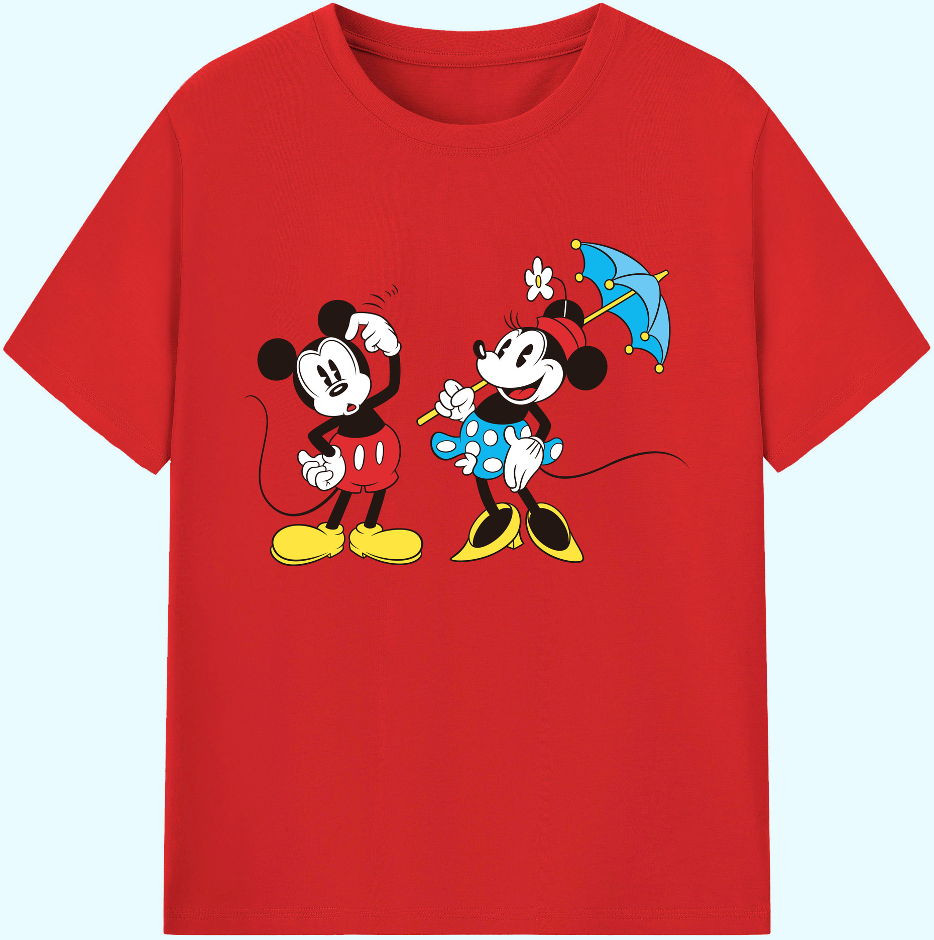 ミッキーマウス Mickey Mouse 綿100％ メンズ半袖Tシャツ｜肌触りやわらか＆通気性