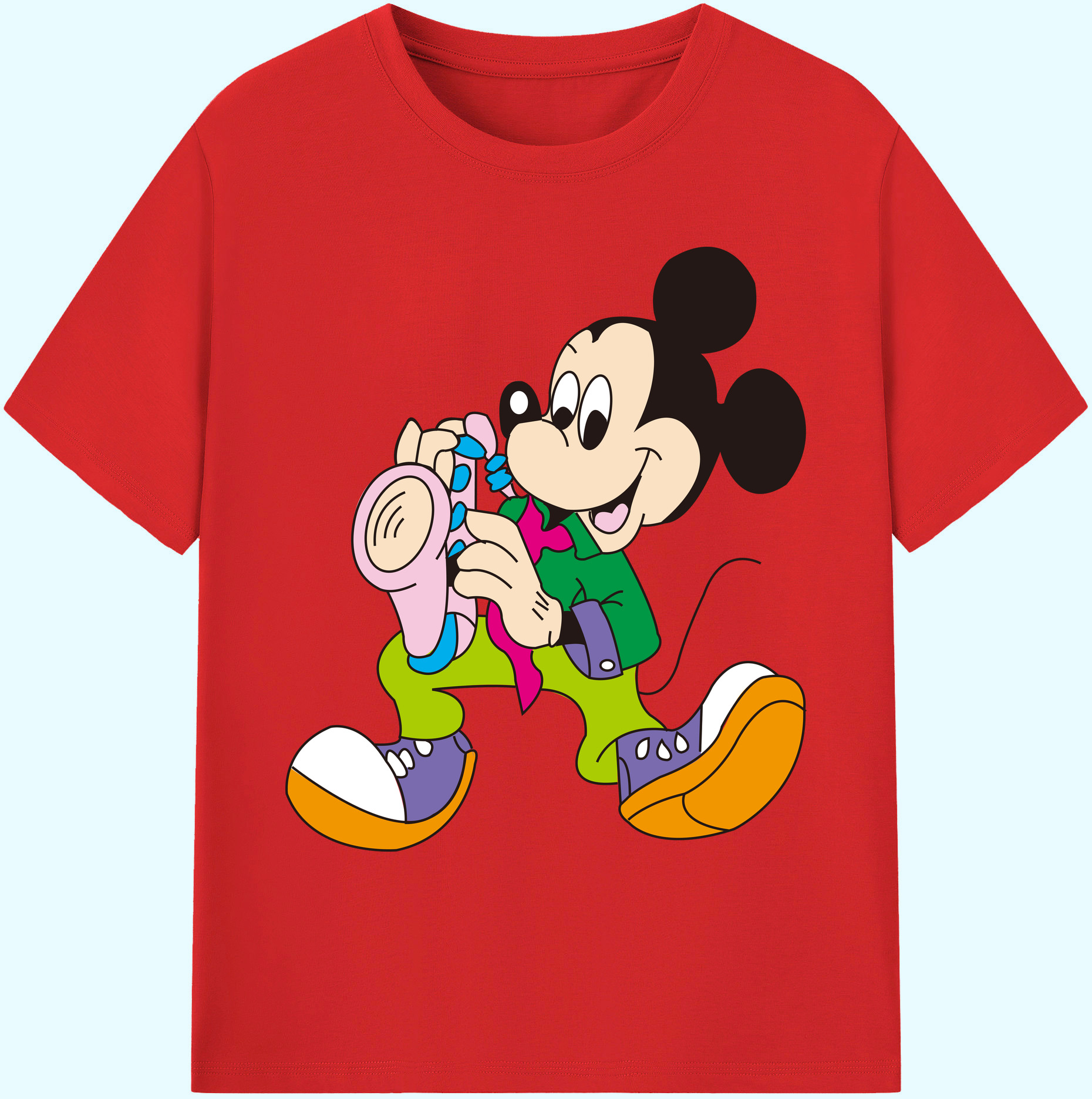 ミッキーマウス Mickey Mouse 綿100％ メンズ半袖Tシャツ｜肌触りやわらか＆通気性
