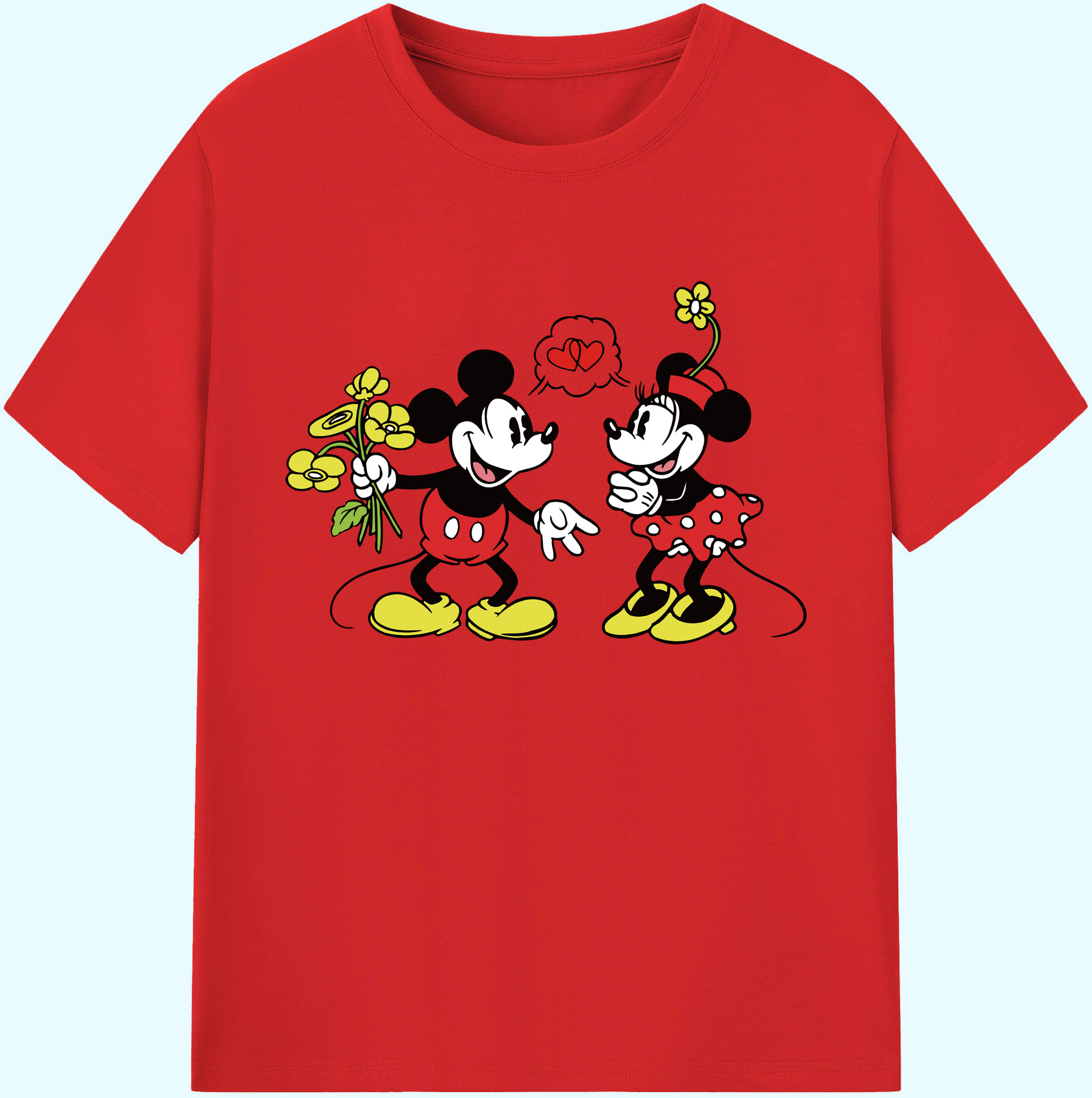 ミッキーマウス Mickey Mouse 綿100％ メンズ半袖Tシャツ｜肌触りやわらか＆通気性