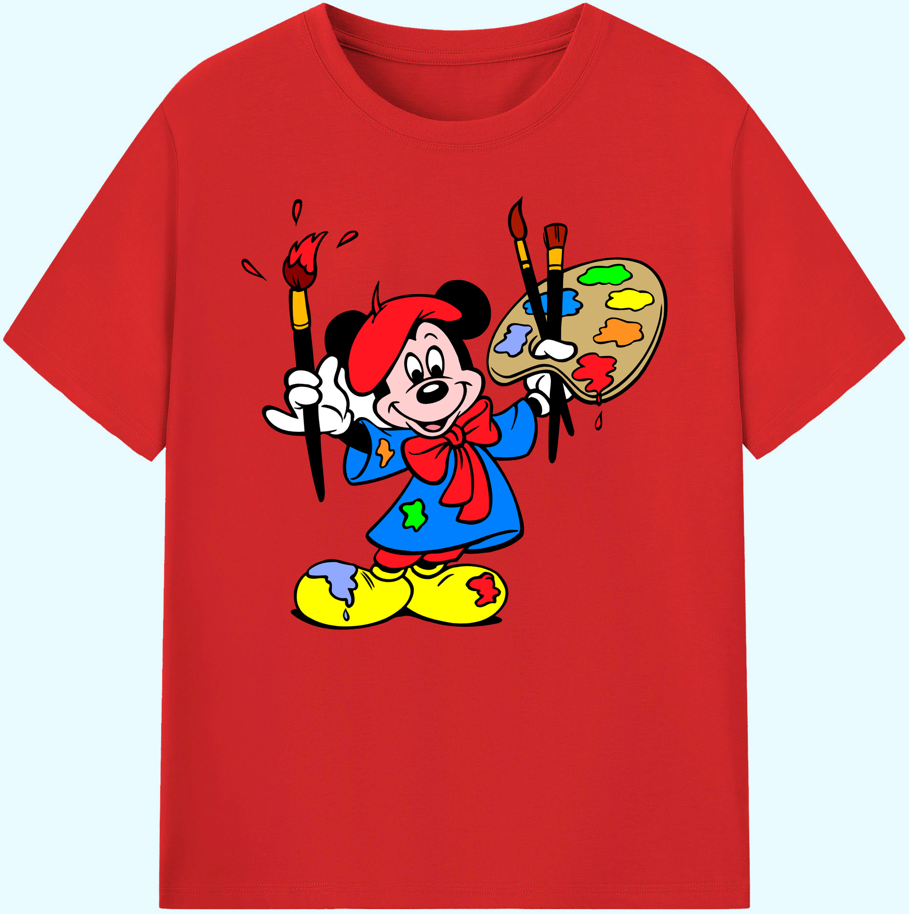 ミッキーマウス Mickey Mouse 綿100％ メンズ半袖Tシャツ｜肌触りやわらか＆通気性