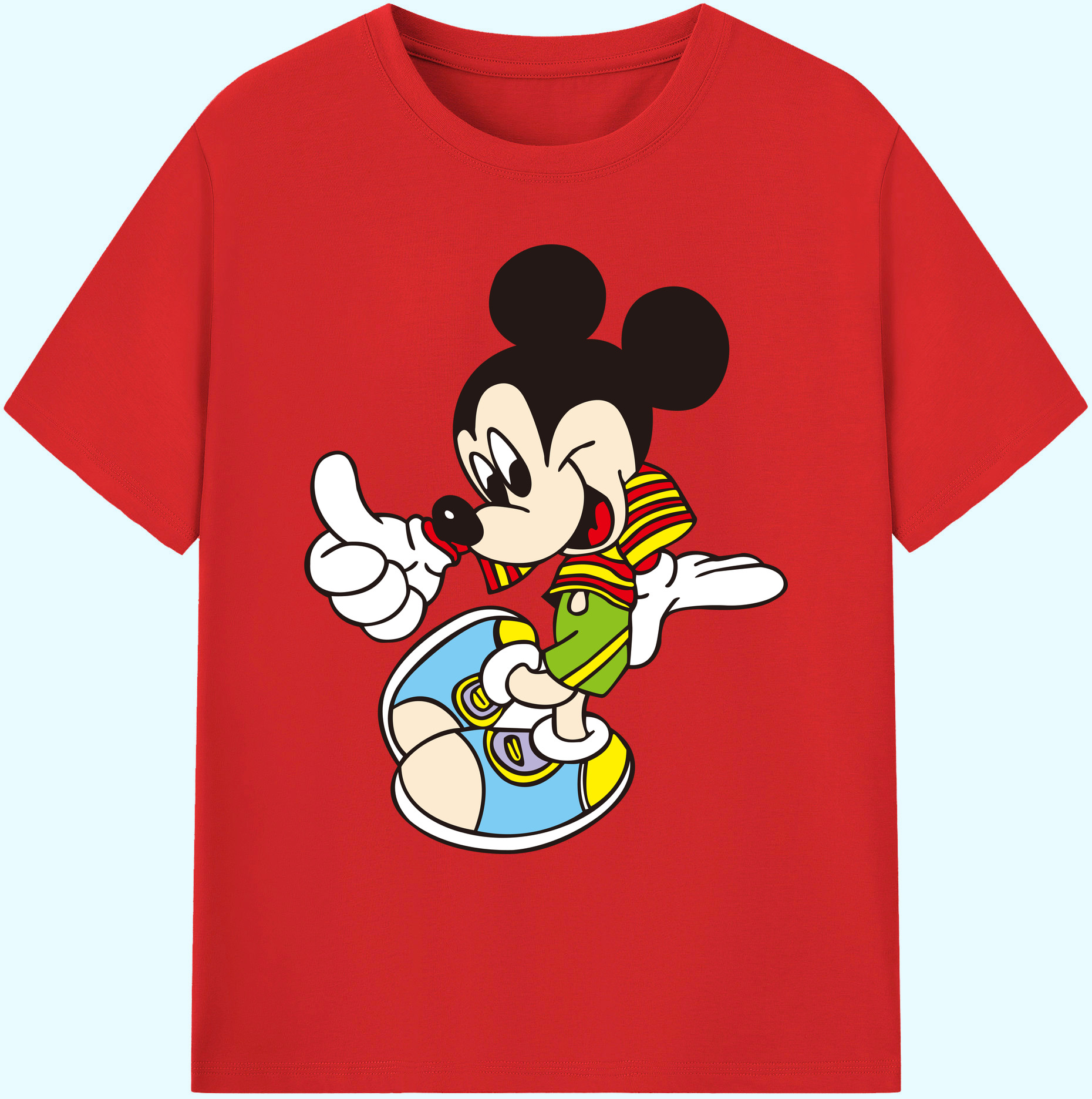ミッキーマウス Mickey Mouse 綿100％ メンズ半袖Tシャツ｜肌触りやわらか＆通気性
