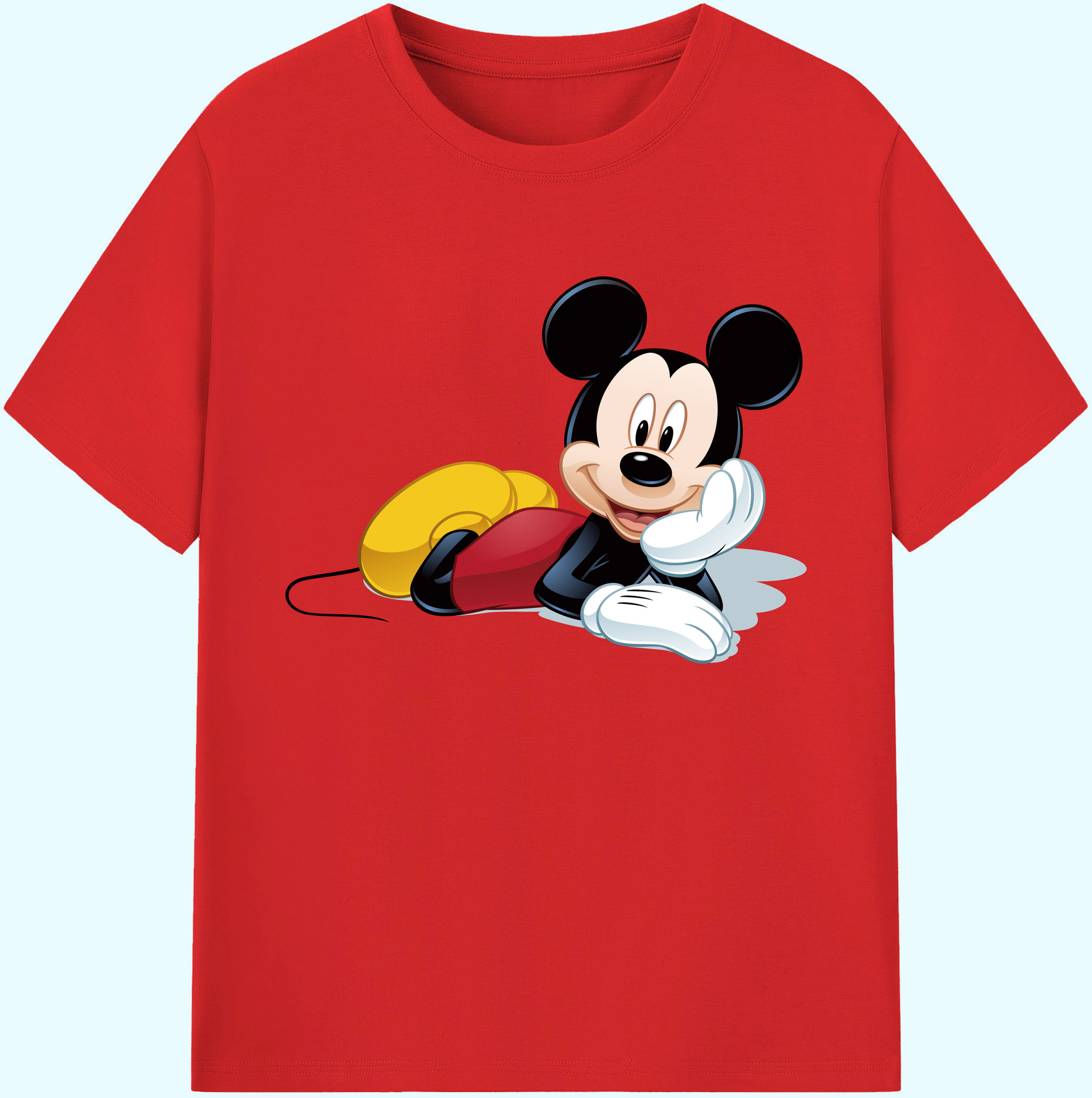 ミッキーマウス Mickey Mouse 綿100％ メンズ半袖Tシャツ｜肌触りやわらか＆通気性