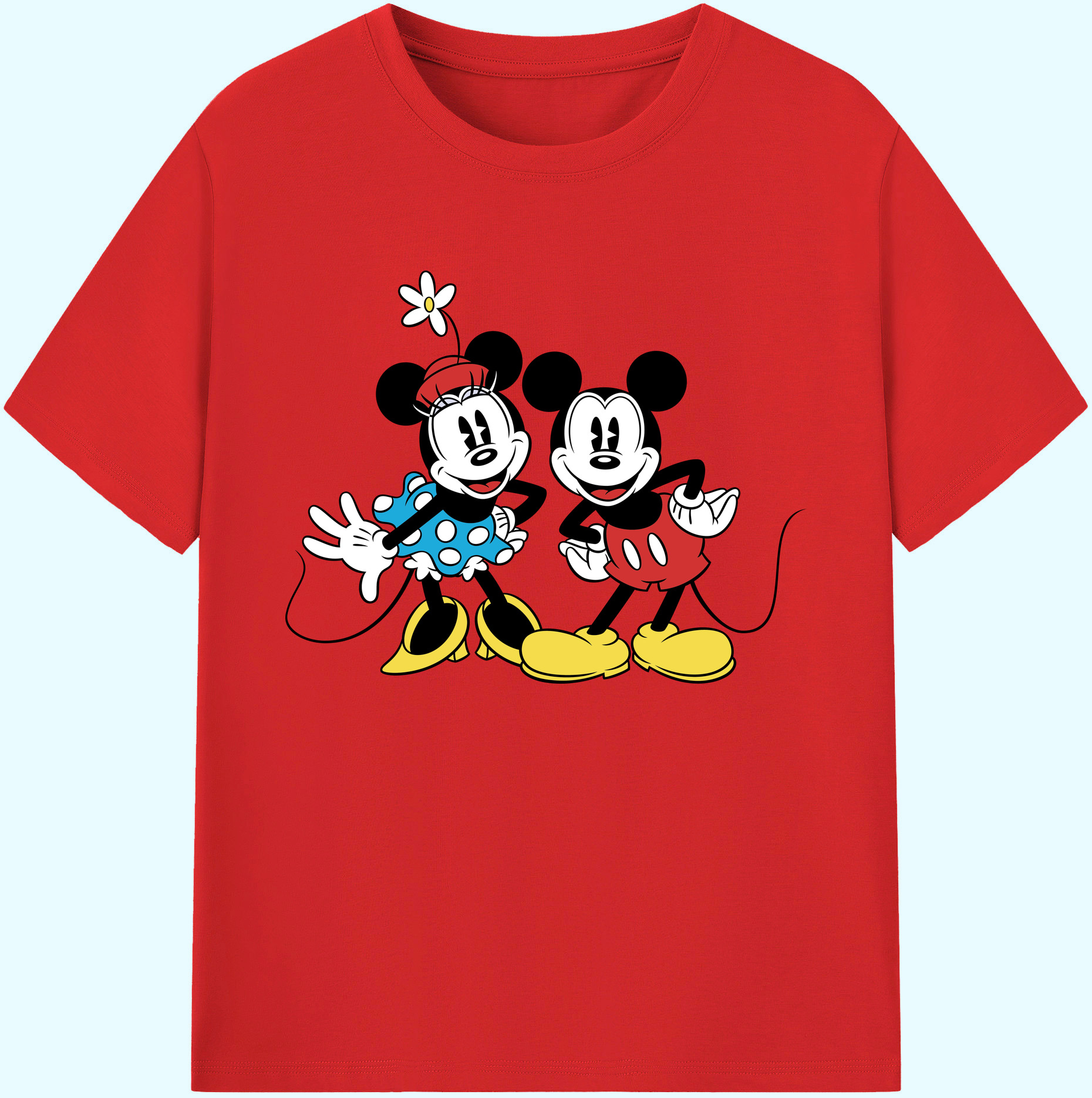 ミッキーマウス Mickey Mouse 綿100％ メンズ半袖Tシャツ｜肌触りやわらか＆通気性
