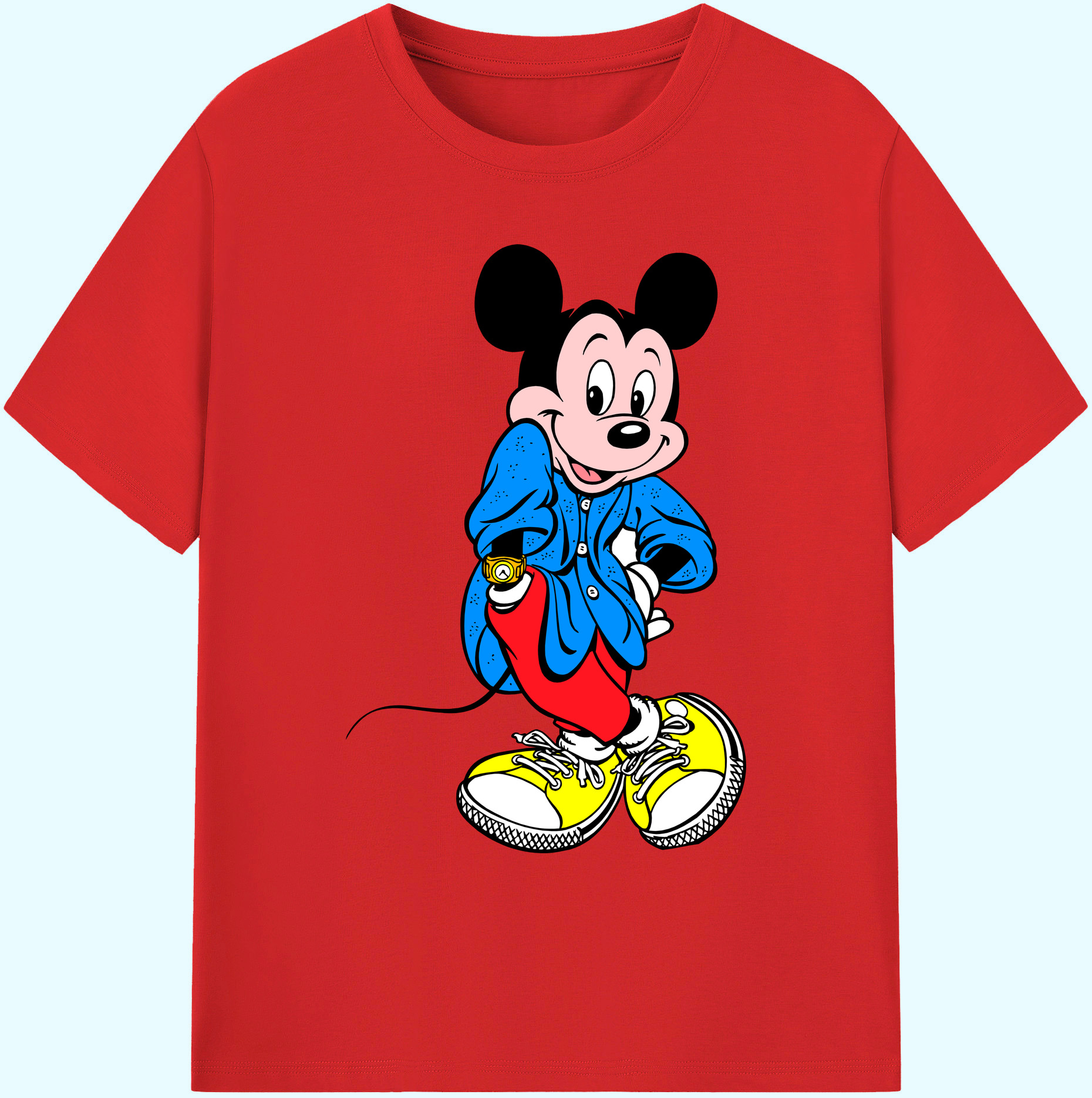 ミッキーマウス Mickey Mouse 綿100％ メンズ半袖Tシャツ｜肌触りやわらか＆通気性