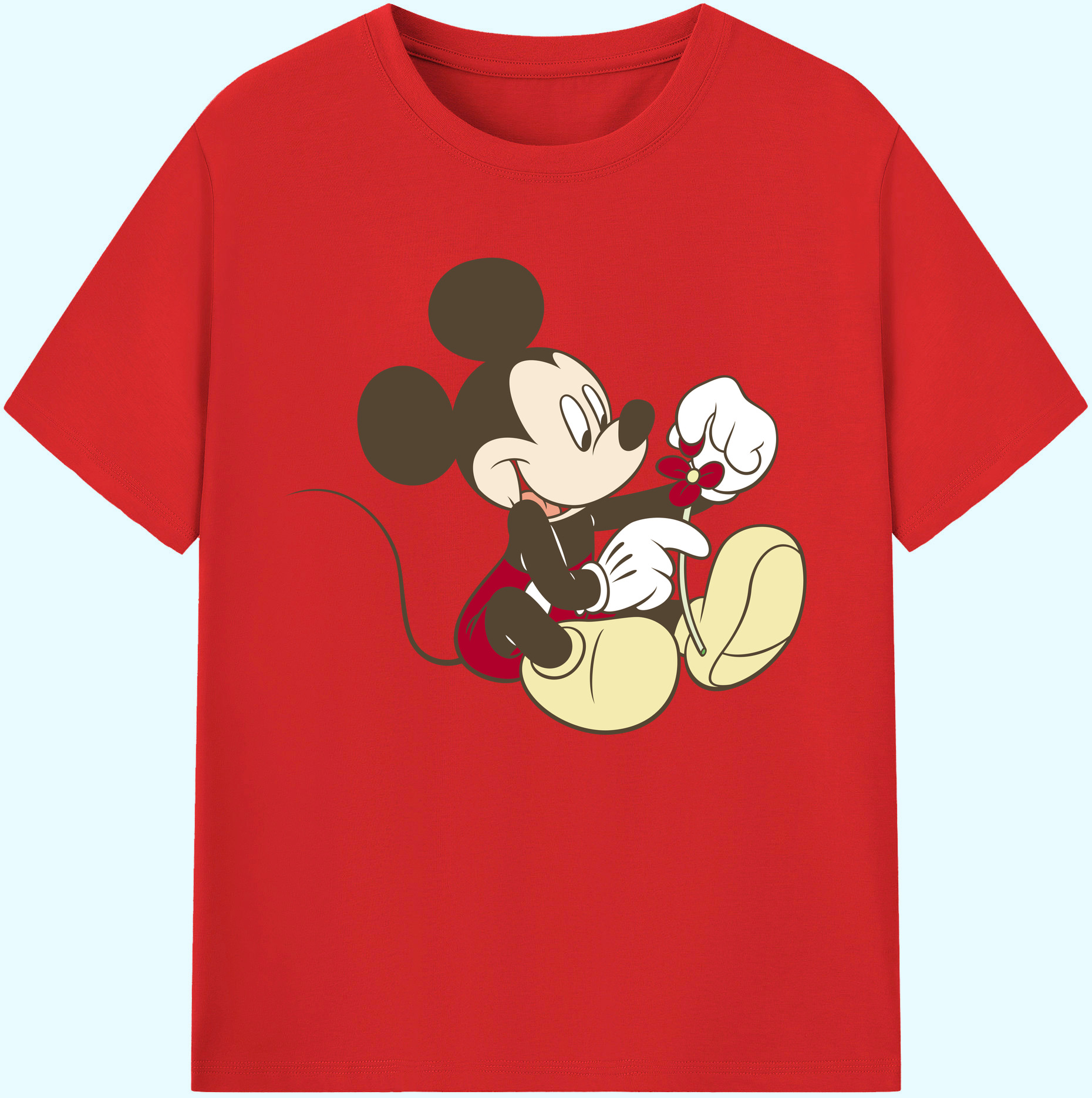 ミッキーマウス Mickey Mouse 綿100％ メンズ半袖Tシャツ｜肌触りやわらか＆通気性