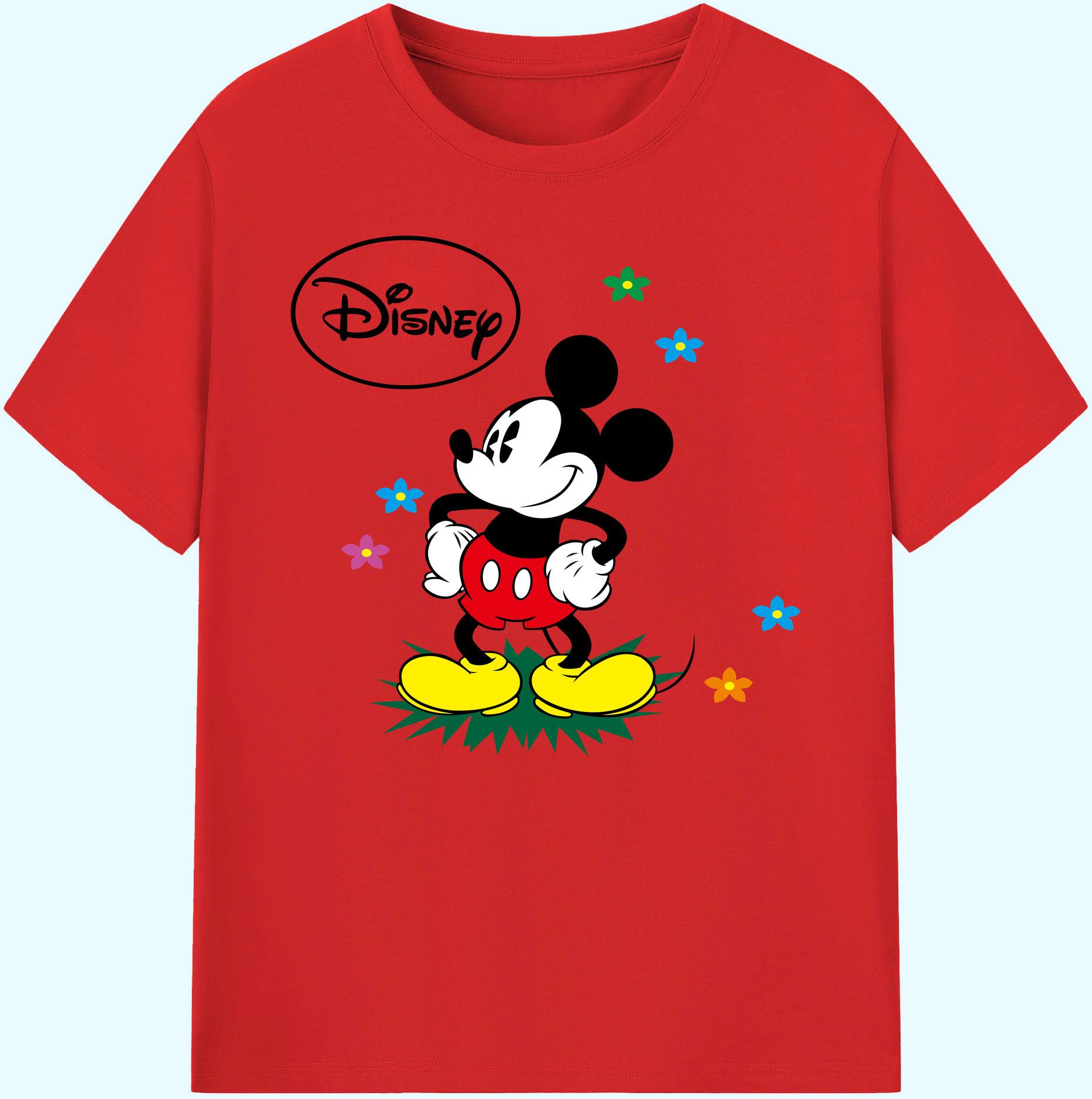 ミッキーマウス Mickey Mouse 綿100％ メンズ半袖Tシャツ｜肌触りやわらか＆通気性