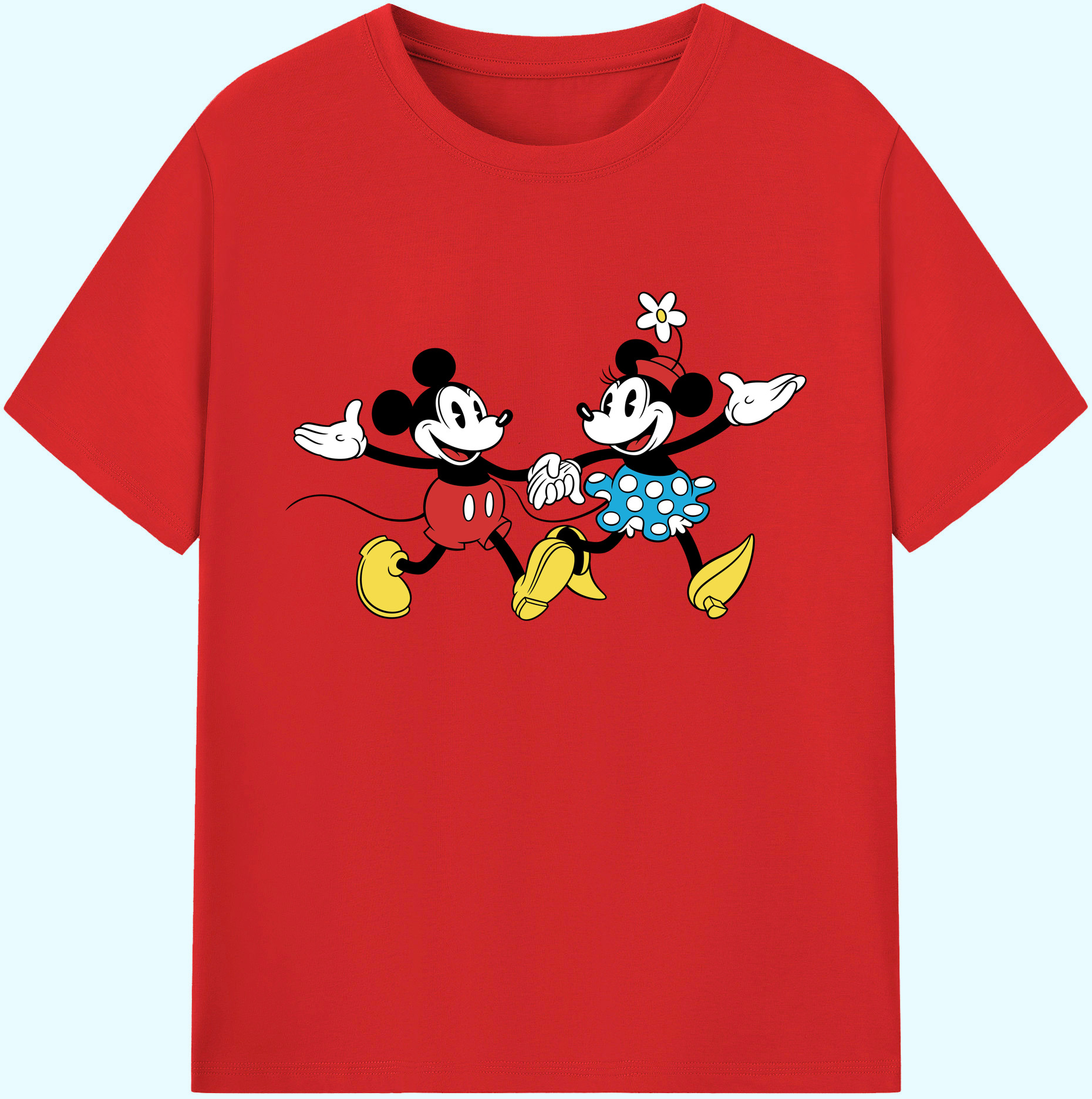 ミッキーマウス Mickey Mouse 綿100％ メンズ半袖Tシャツ｜肌触りやわらか＆通気性