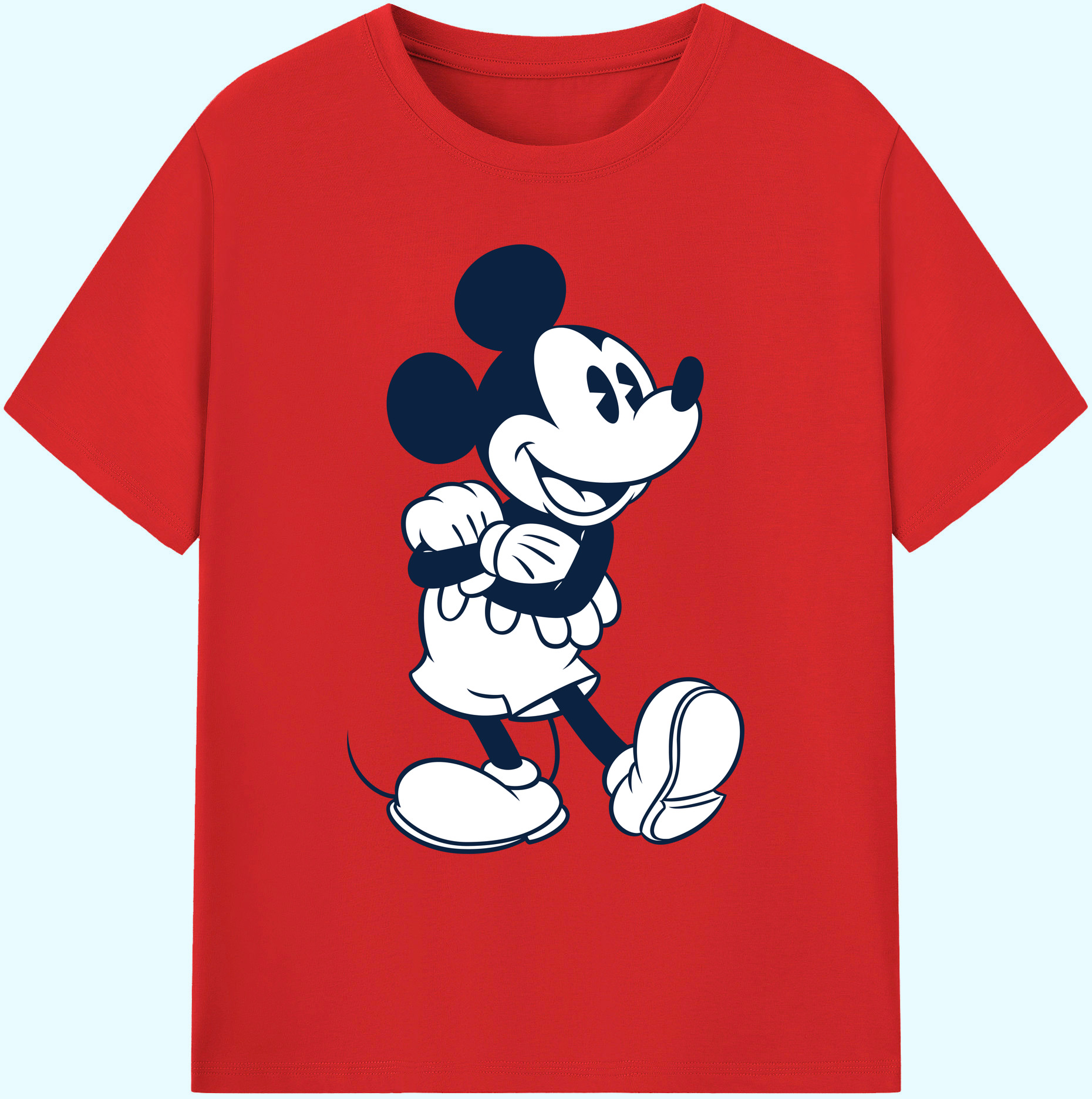 ミッキーマウス Mickey Mouse 綿100％ メンズ半袖Tシャツ｜肌触りやわらか＆通気性
