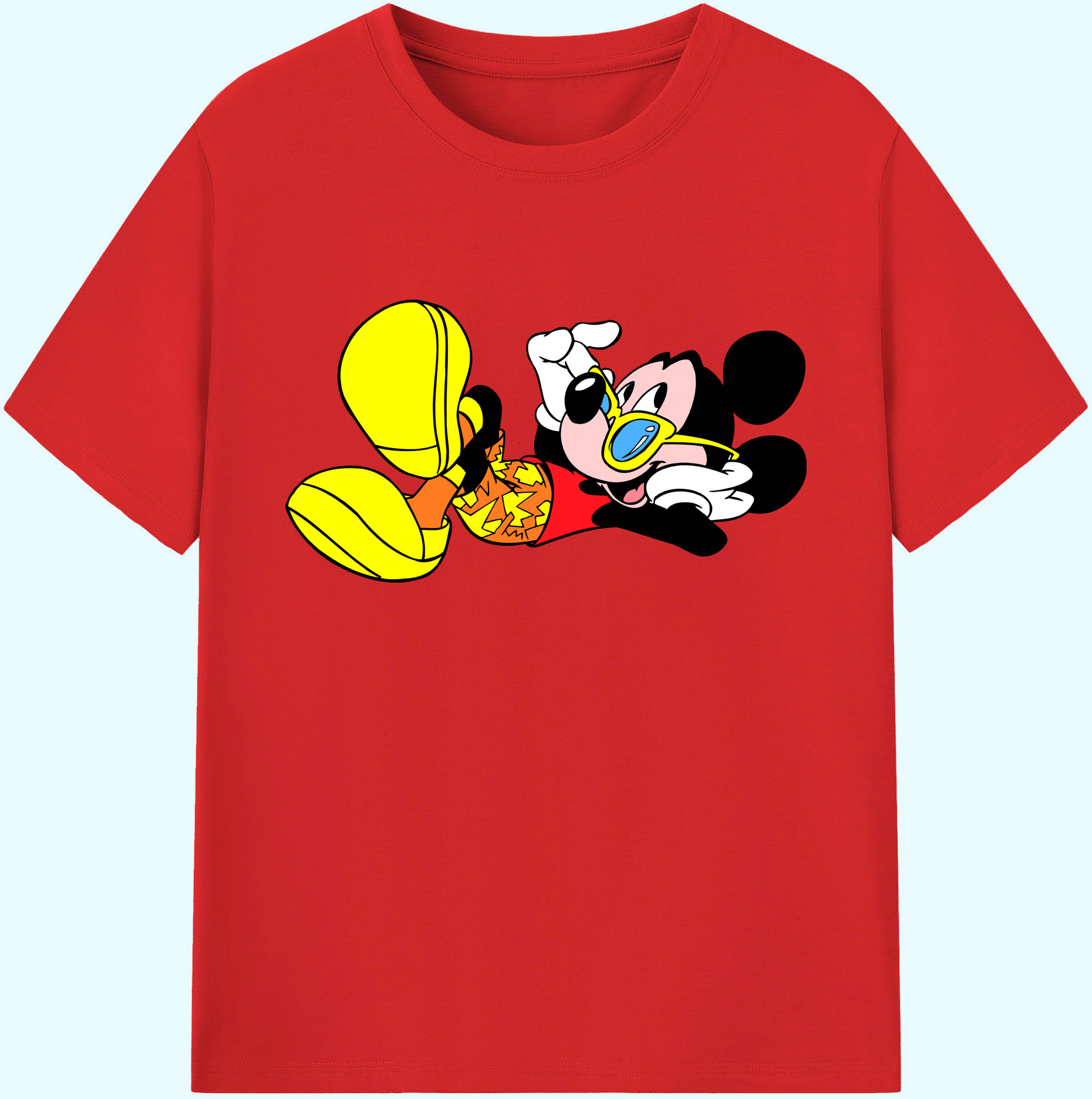 ミッキーマウス Mickey Mouse 綿100％ メンズ半袖Tシャツ｜肌触りやわらか＆通気性