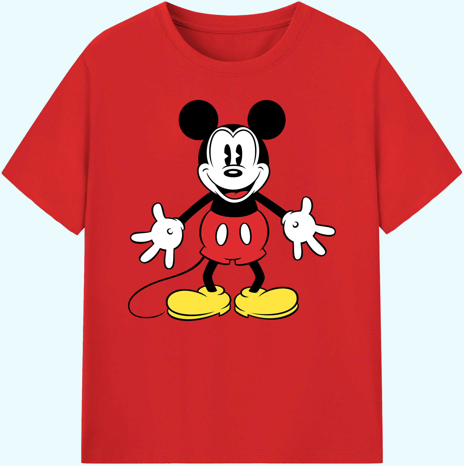 ミッキーマウス Mickey Mouse 綿100％ メンズ半袖Tシャツ｜肌触りやわらか＆通気性