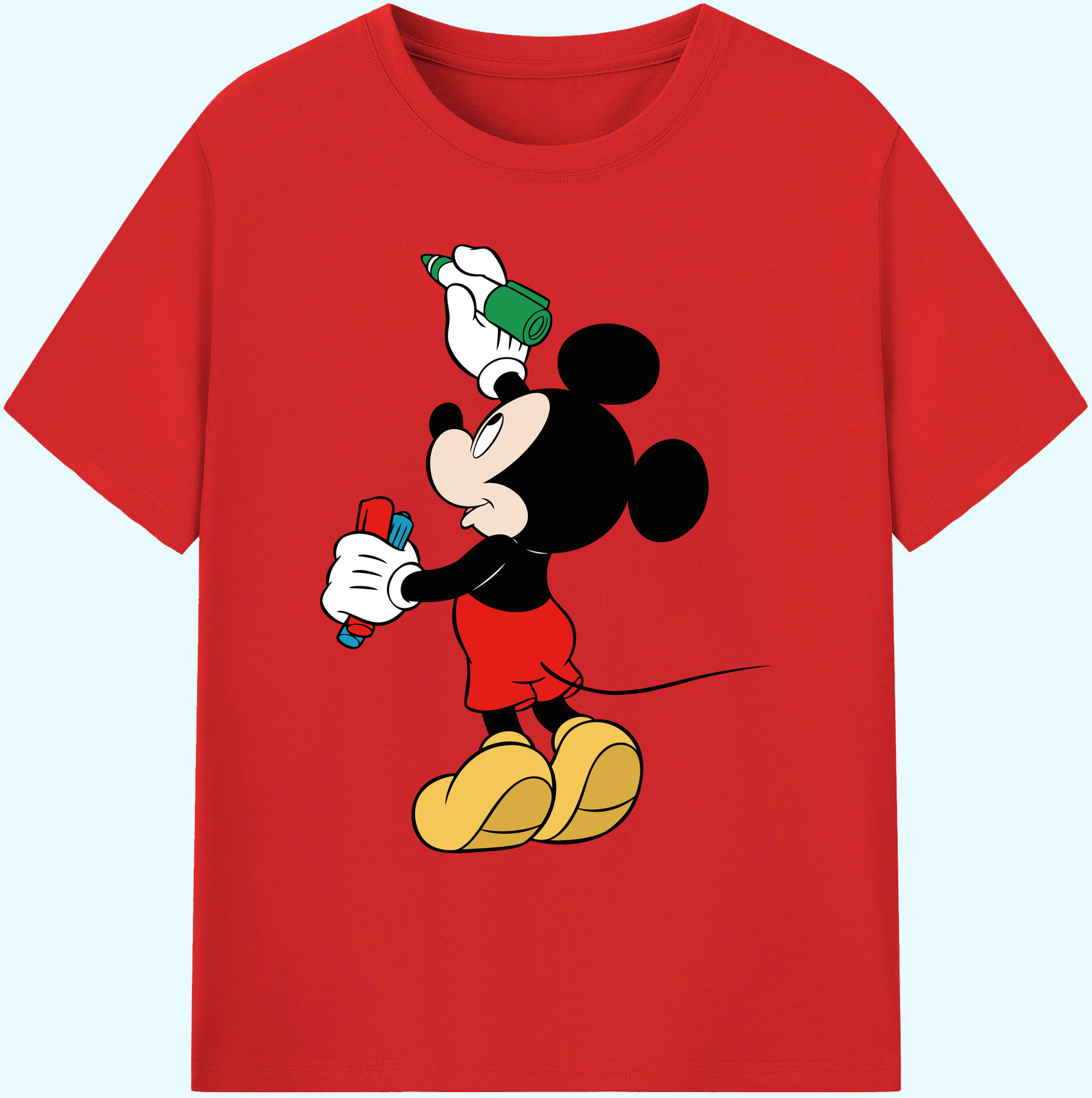 ミッキーマウス Mickey Mouse 綿100％ メンズ半袖Tシャツ｜肌触りやわらか＆通気性