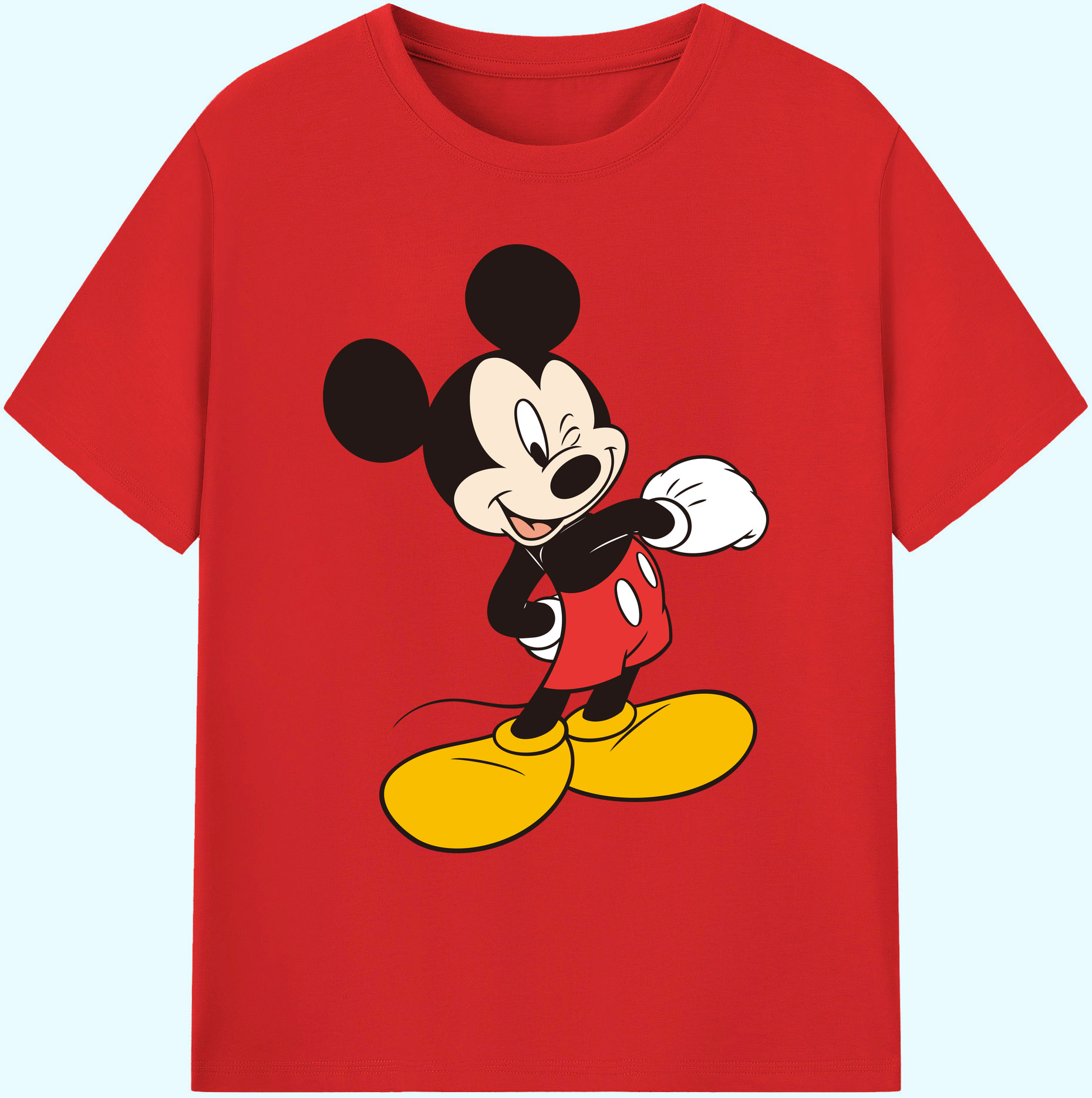 ミッキーマウス Mickey Mouse 綿100％ メンズ半袖Tシャツ｜肌触りやわらか＆通気性