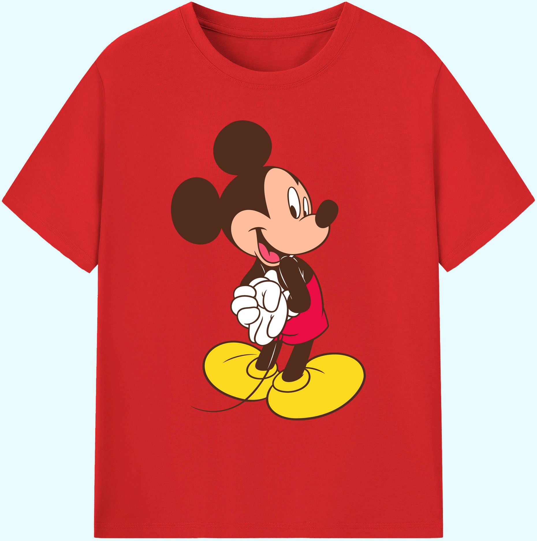 ミッキーマウス Mickey Mouse 綿100％ メンズ半袖Tシャツ｜肌触りやわらか＆通気性