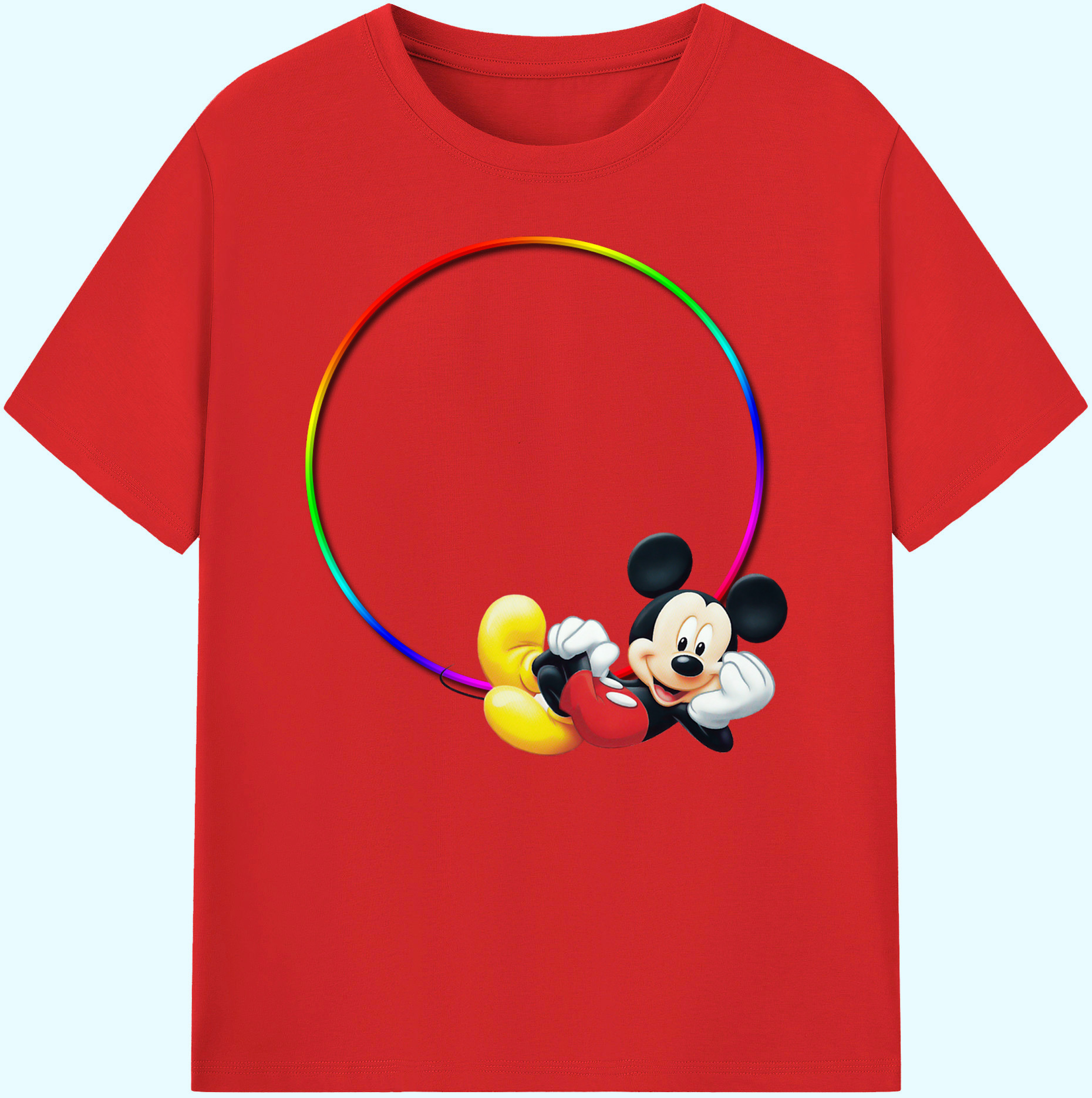 ミッキーマウス Mickey Mouse 綿100％ メンズ半袖Tシャツ｜肌触りやわらか＆通気性