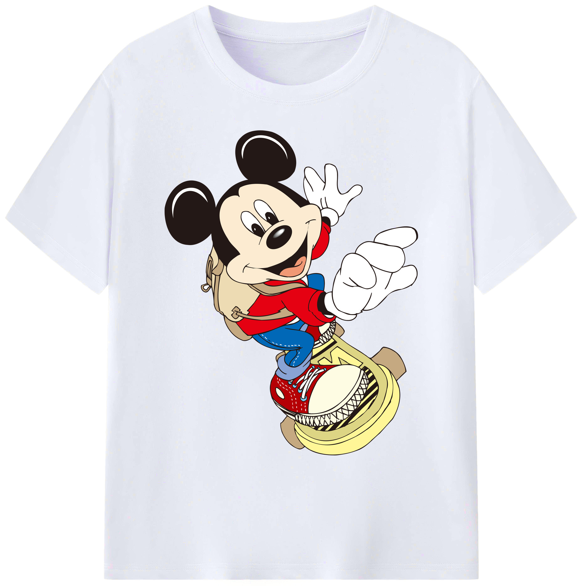 ミッキーマウス Mickey Mouse 綿100％ メンズ半袖Tシャツ｜肌触りやわらか＆通気性