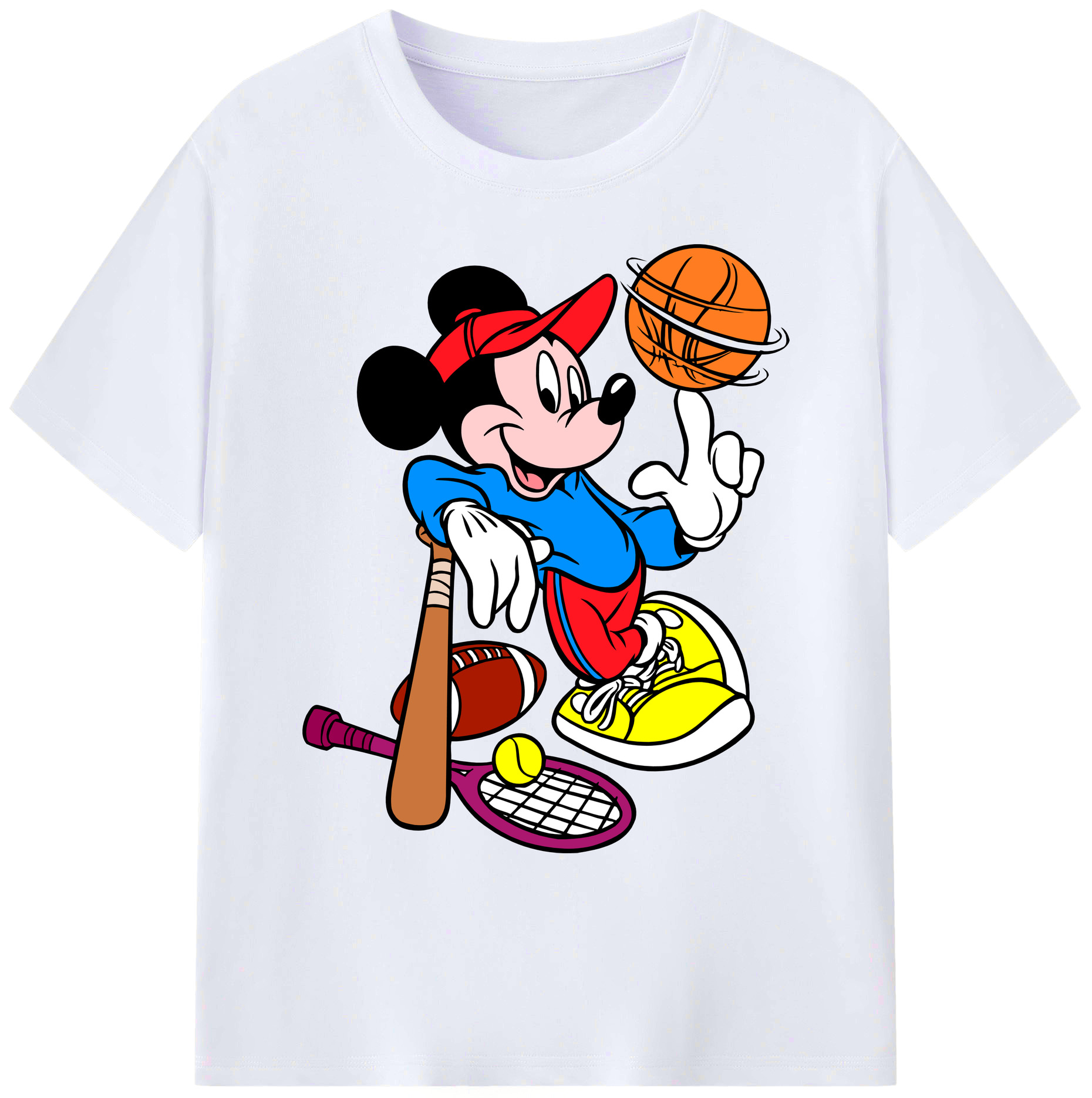 ミッキーマウス Mickey Mouse 綿100％ メンズ半袖Tシャツ｜肌触りやわらか＆通気性