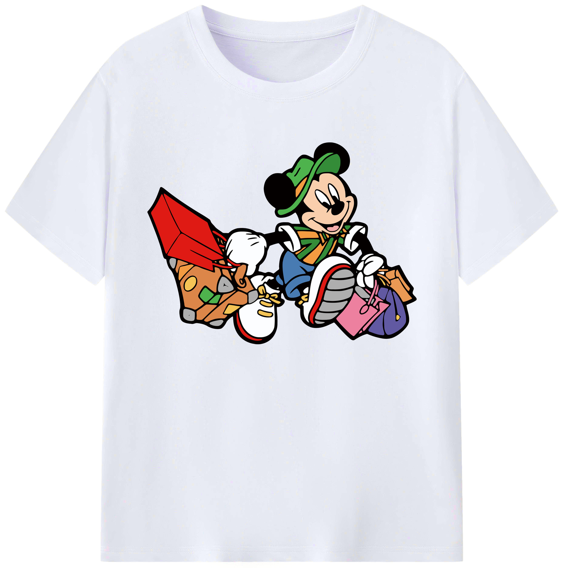 ミッキーマウス Mickey Mouse 綿100％ メンズ半袖Tシャツ｜肌触りやわらか＆通気性