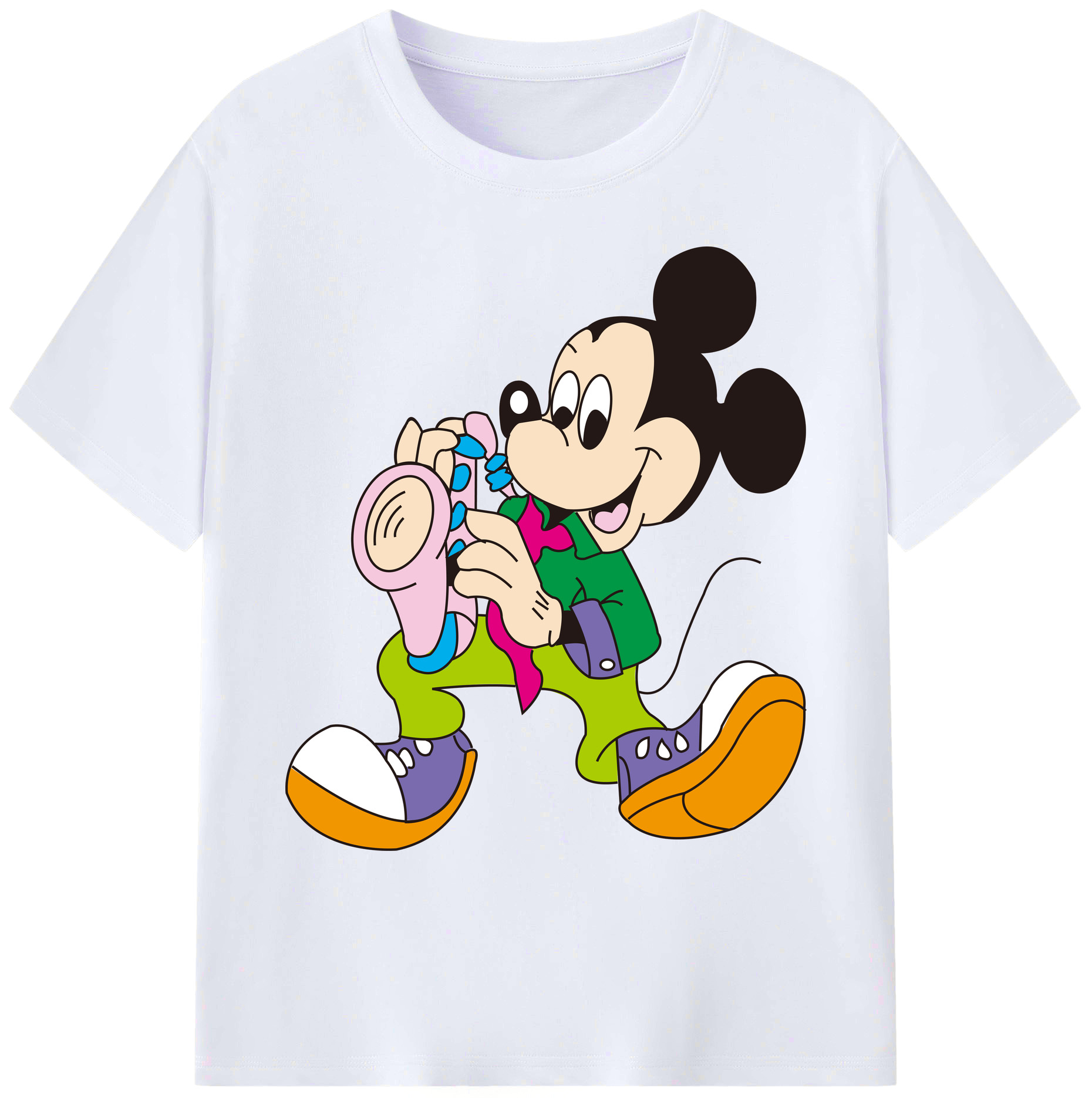 ミッキーマウス Mickey Mouse 綿100％ メンズ半袖Tシャツ｜肌触りやわらか＆通気性