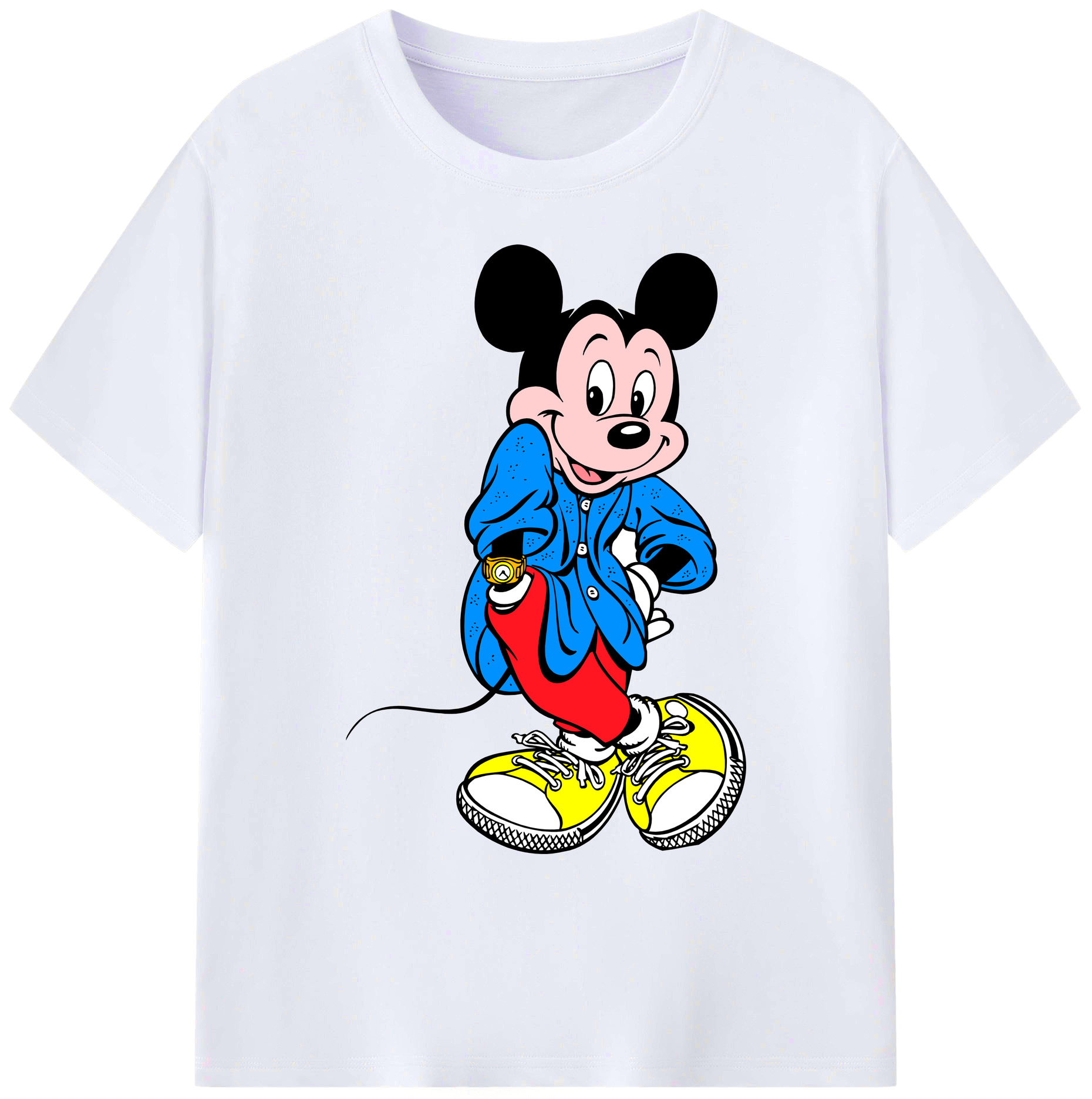 ミッキーマウス Mickey Mouse 綿100％ メンズ半袖Tシャツ｜肌触りやわらか＆通気性