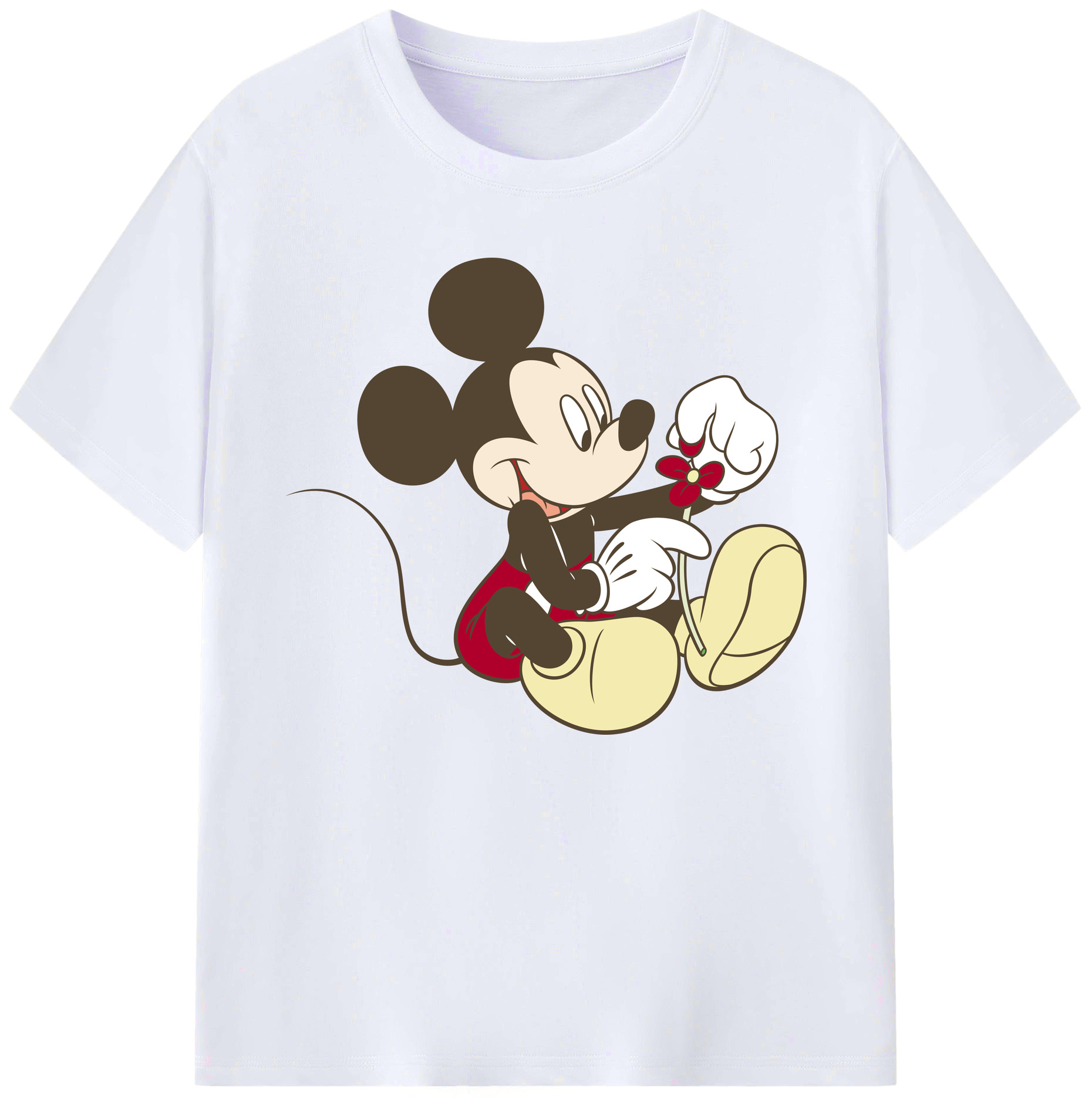 ミッキーマウス Mickey Mouse 綿100％ メンズ半袖Tシャツ｜肌触りやわらか＆通気性