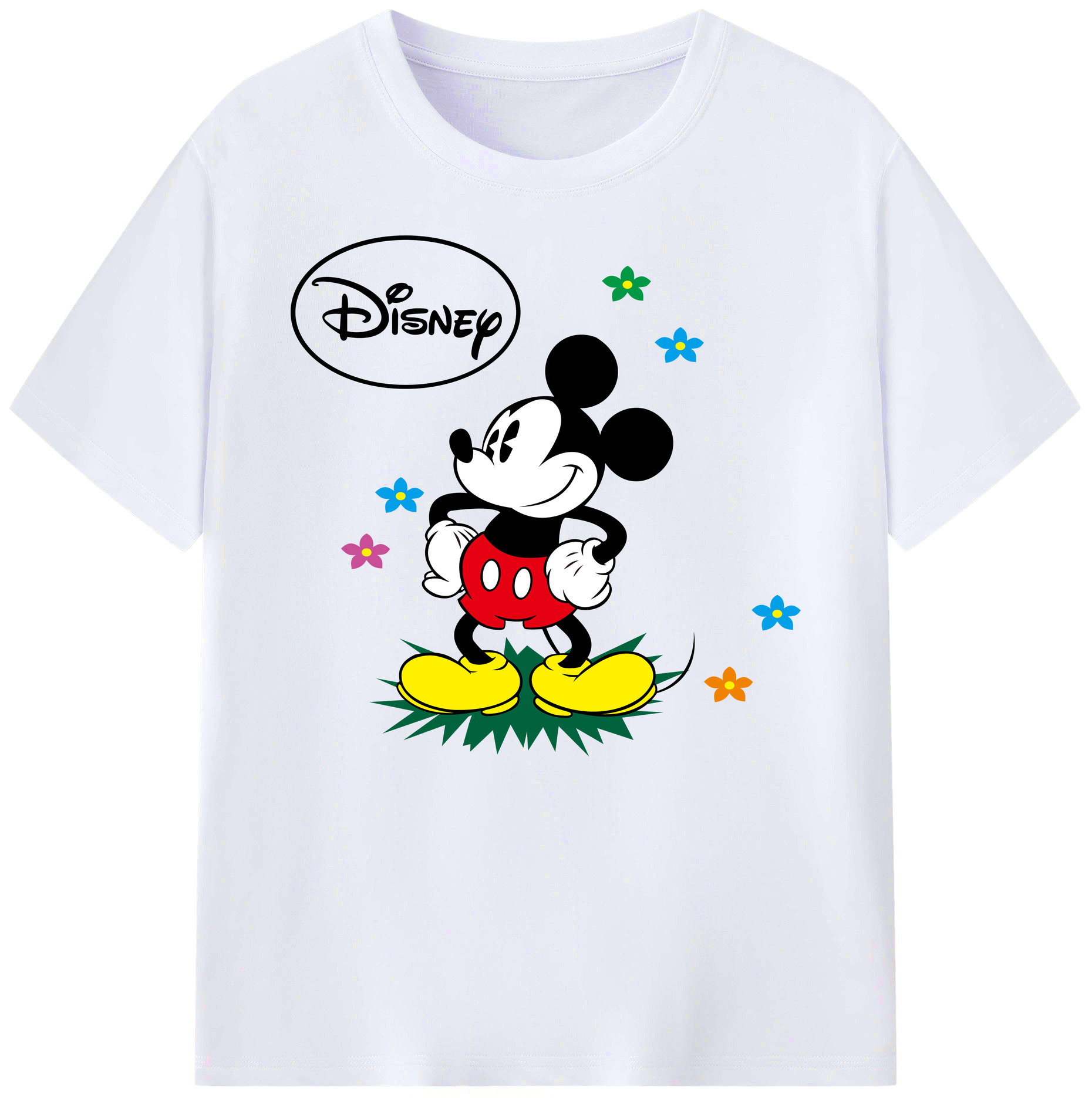 ミッキーマウス Mickey Mouse 綿100％ メンズ半袖Tシャツ｜肌触りやわらか＆通気性