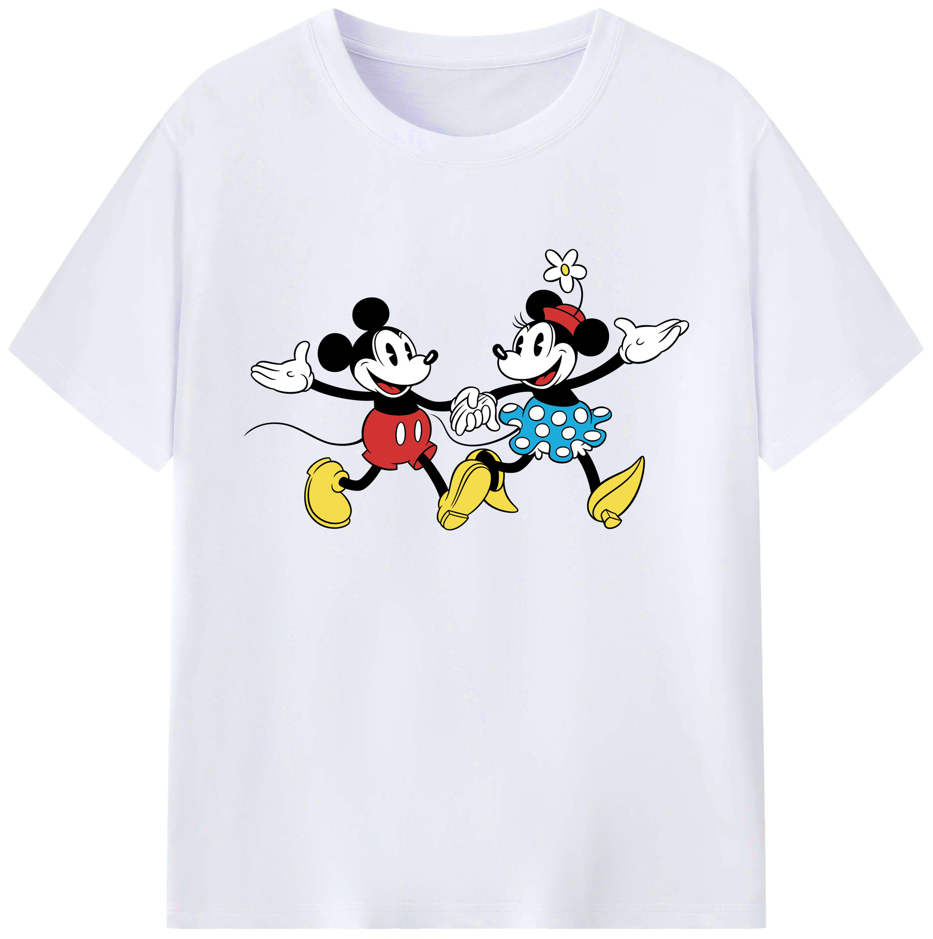 ミッキーマウス Mickey Mouse 綿100％ メンズ半袖Tシャツ｜肌触りやわらか＆通気性