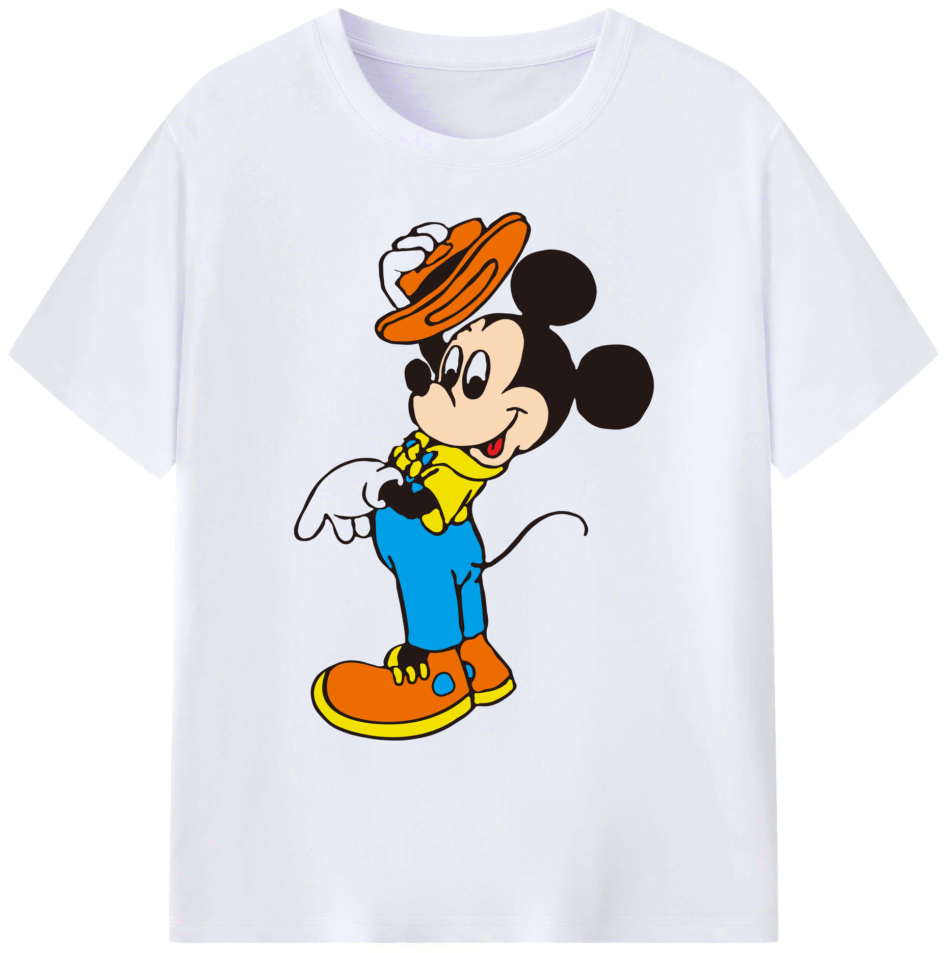 ミッキーマウス Mickey Mouse 綿100％ メンズ半袖Tシャツ｜肌触りやわらか＆通気性