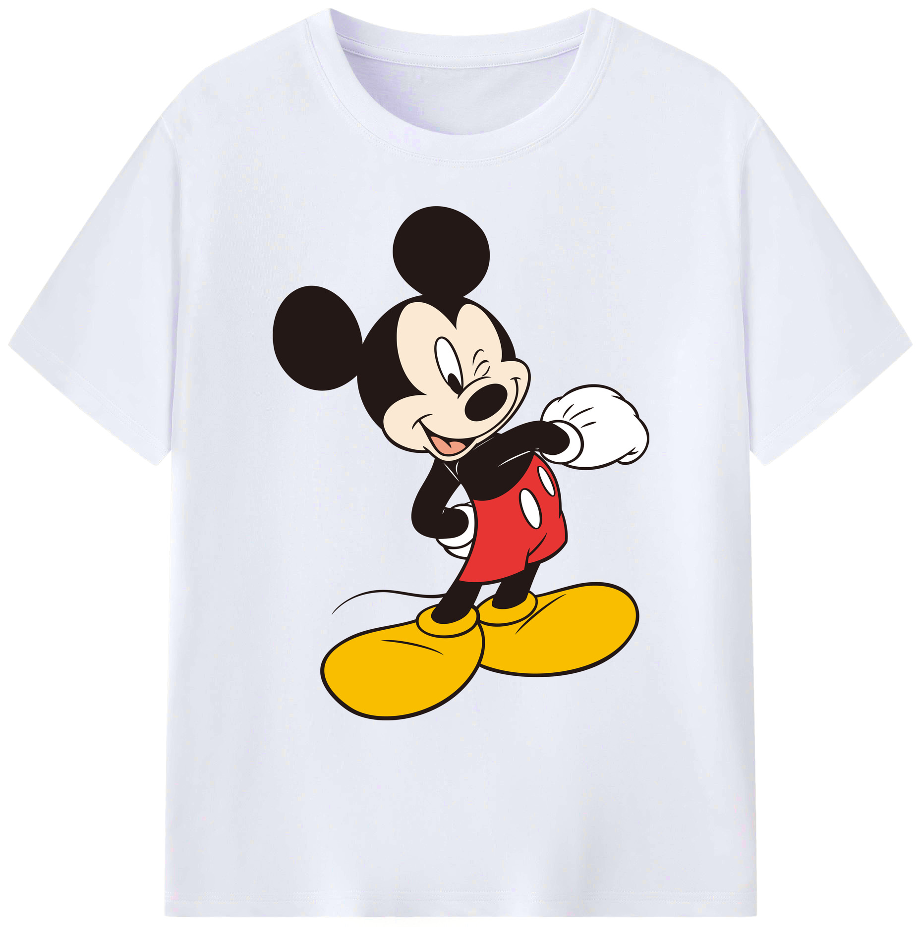 ミッキーマウス Mickey Mouse 綿100％ メンズ半袖Tシャツ｜肌触りやわらか＆通気性
