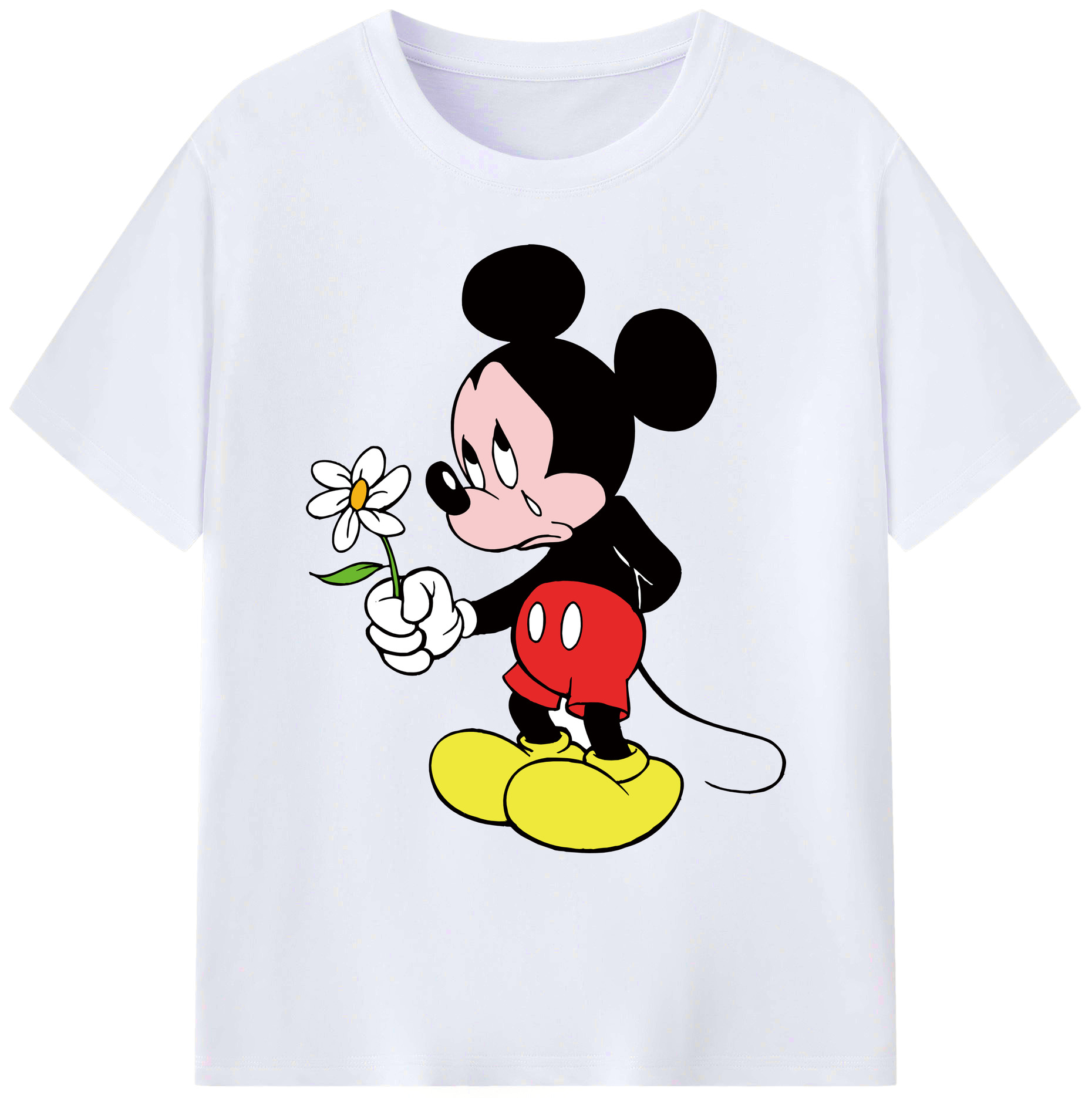 ミッキーマウス Mickey Mouse 綿100％ メンズ半袖Tシャツ｜肌触りやわらか＆通気性