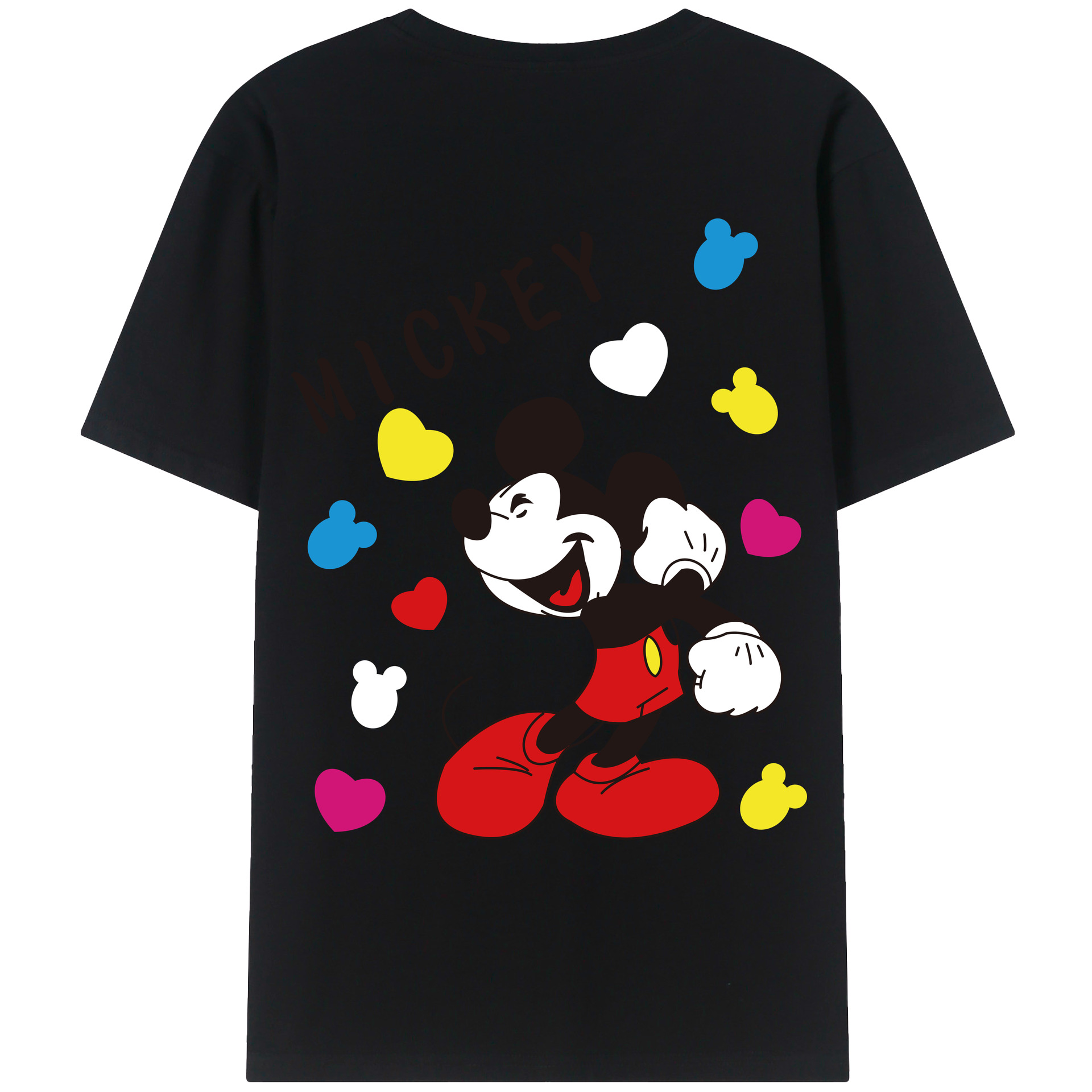 （画像用） ミッキーマウス Mickey Mouse レディース半袖Tシャツ(バックプリント)
