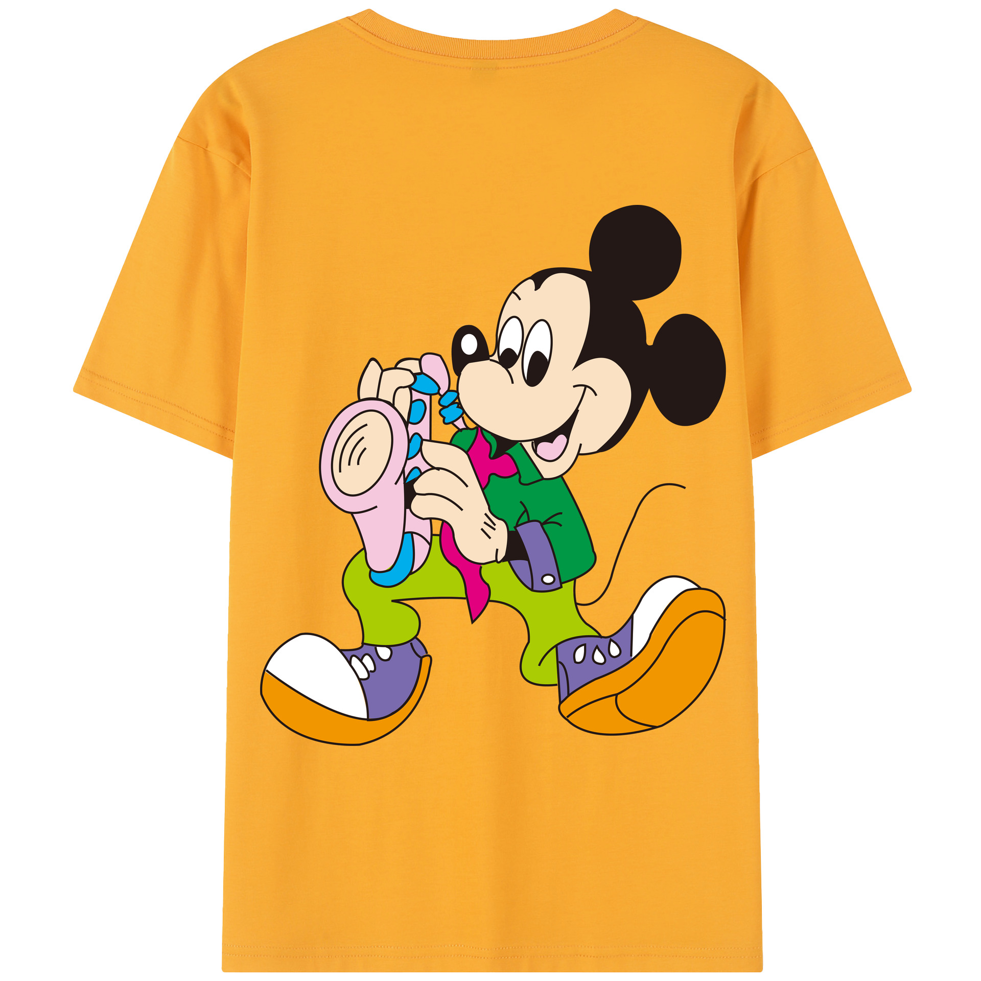 （画像用） ミッキーマウス Mickey Mouse レディース半袖Tシャツ(バックプリント)
