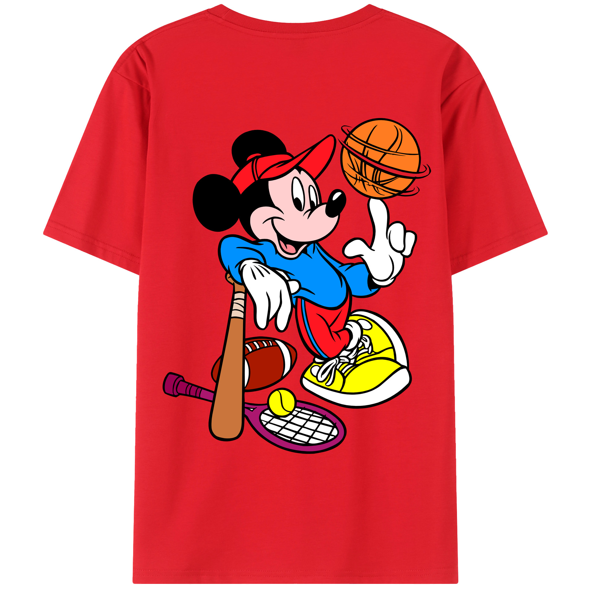 （画像用） ミッキーマウス Mickey Mouse レディース半袖Tシャツ(バックプリント)