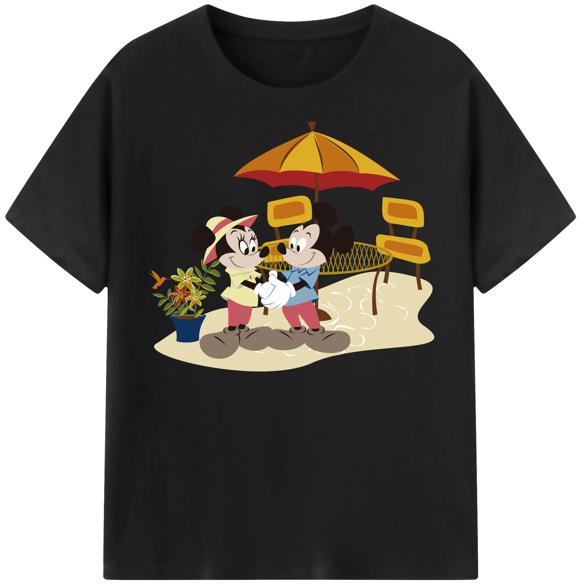 （画像用） ミッキーマウス Mickey Mouse レディースカジュアルプリントTシャツ（綿100％）