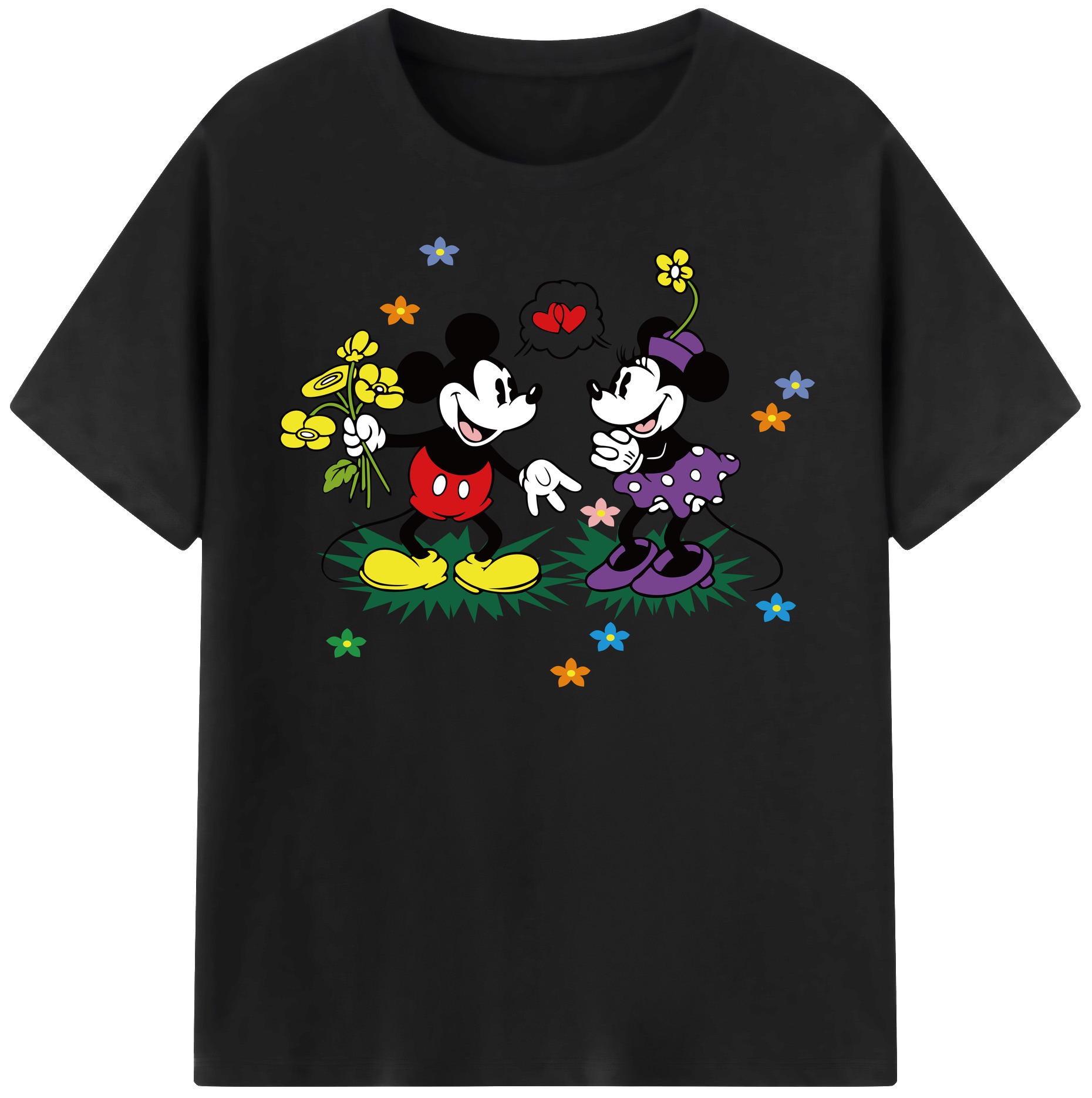 （画像用） ミッキーマウス Mickey Mouse レディースカジュアルプリントTシャツ（綿100％）