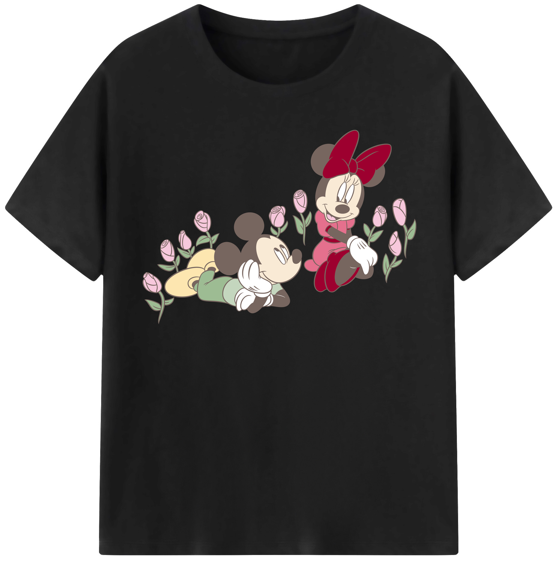 （画像用） ミッキーマウス Mickey Mouse レディースカジュアルプリントTシャツ（綿100％）