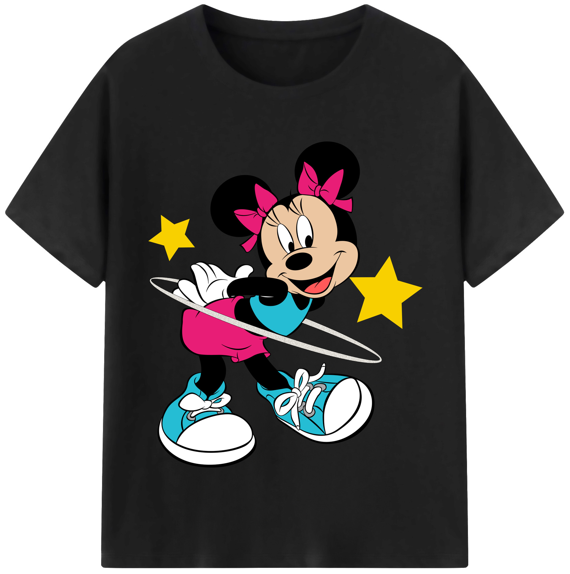（画像用） ミッキーマウス Mickey Mouse レディースカジュアルプリントTシャツ（綿100％）