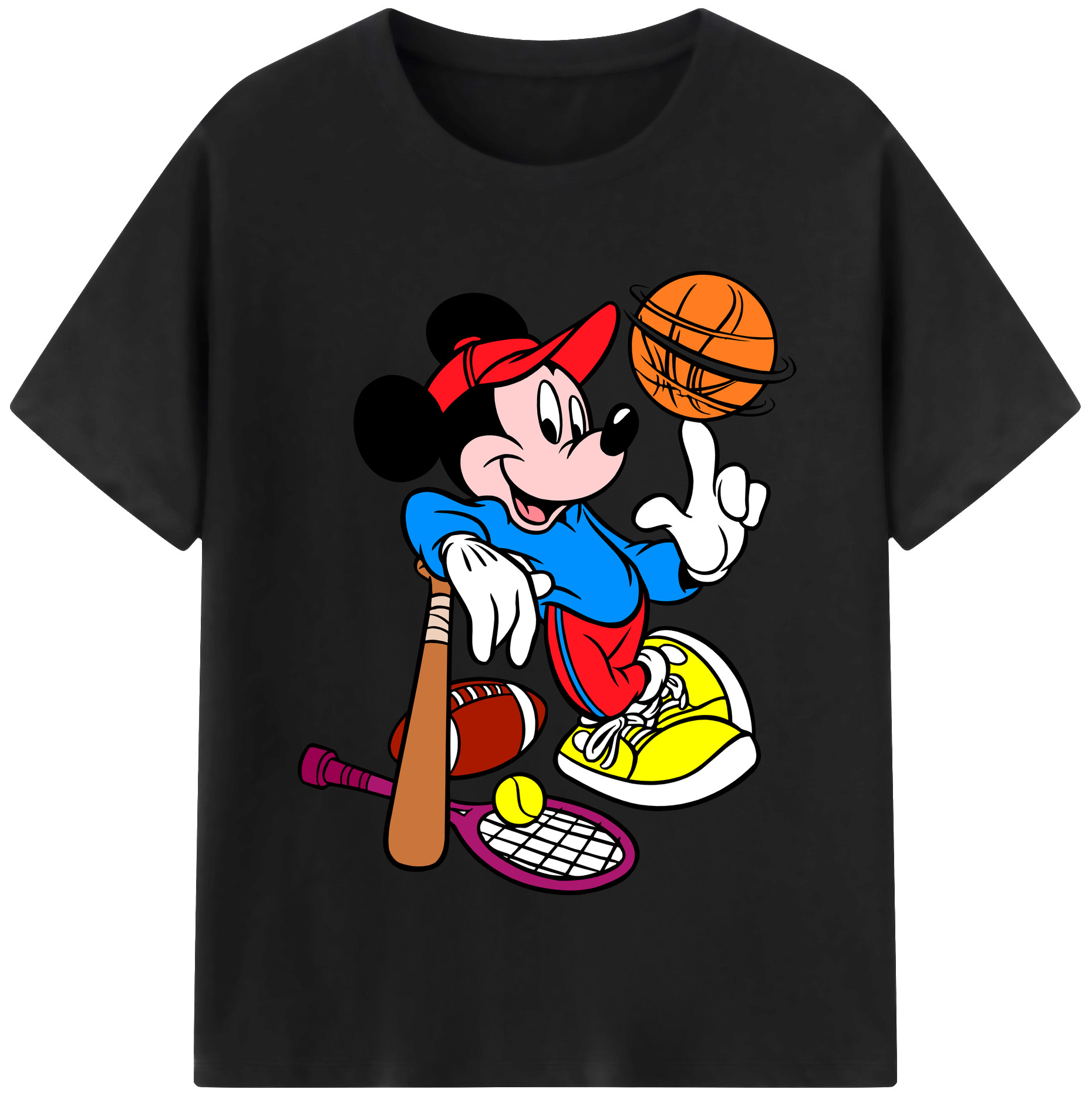（画像用） ミッキーマウス Mickey Mouse レディースカジュアルプリントTシャツ（綿100％）