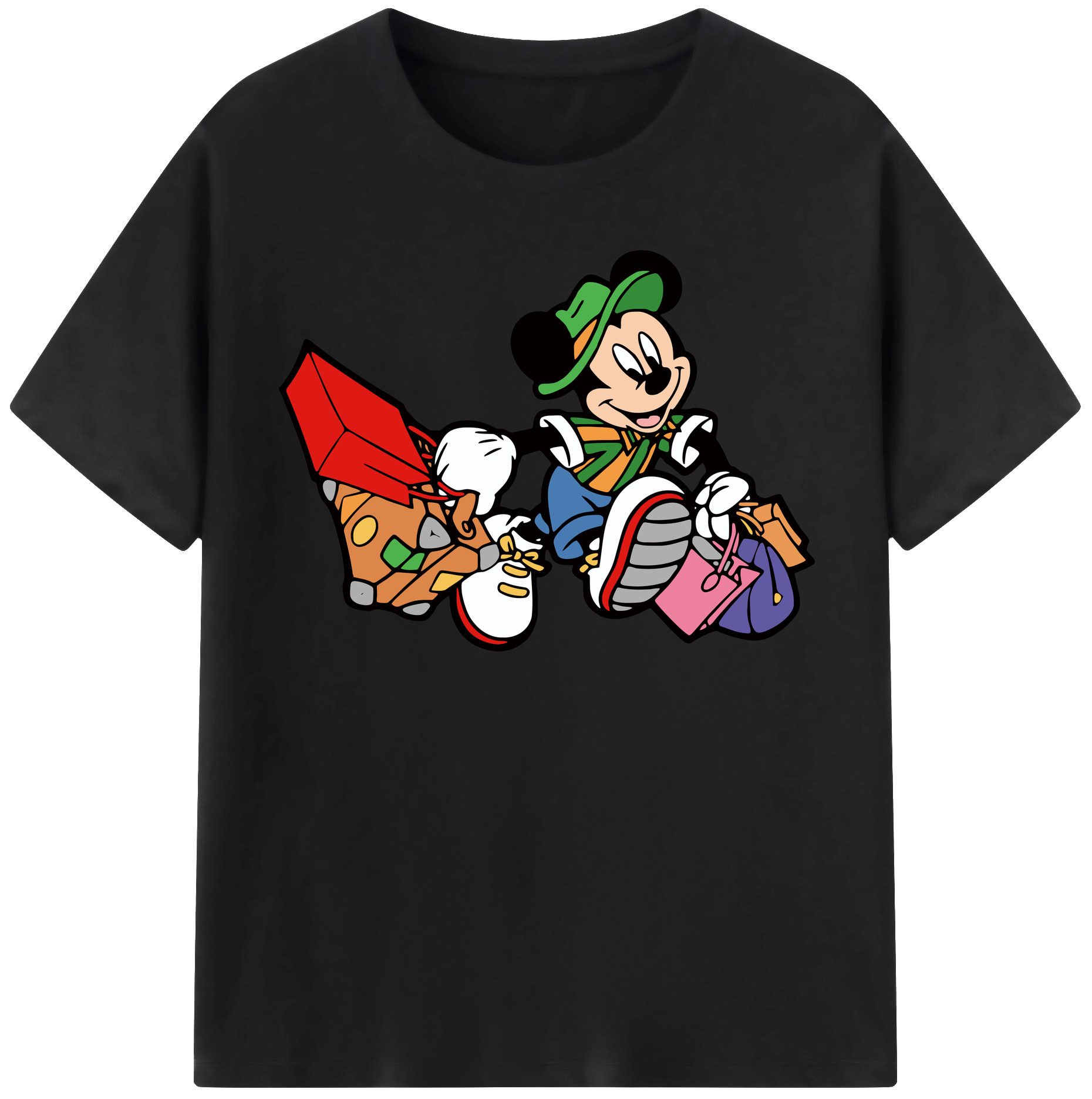 （画像用） ミッキーマウス Mickey Mouse レディースカジュアルプリントTシャツ（綿100％）