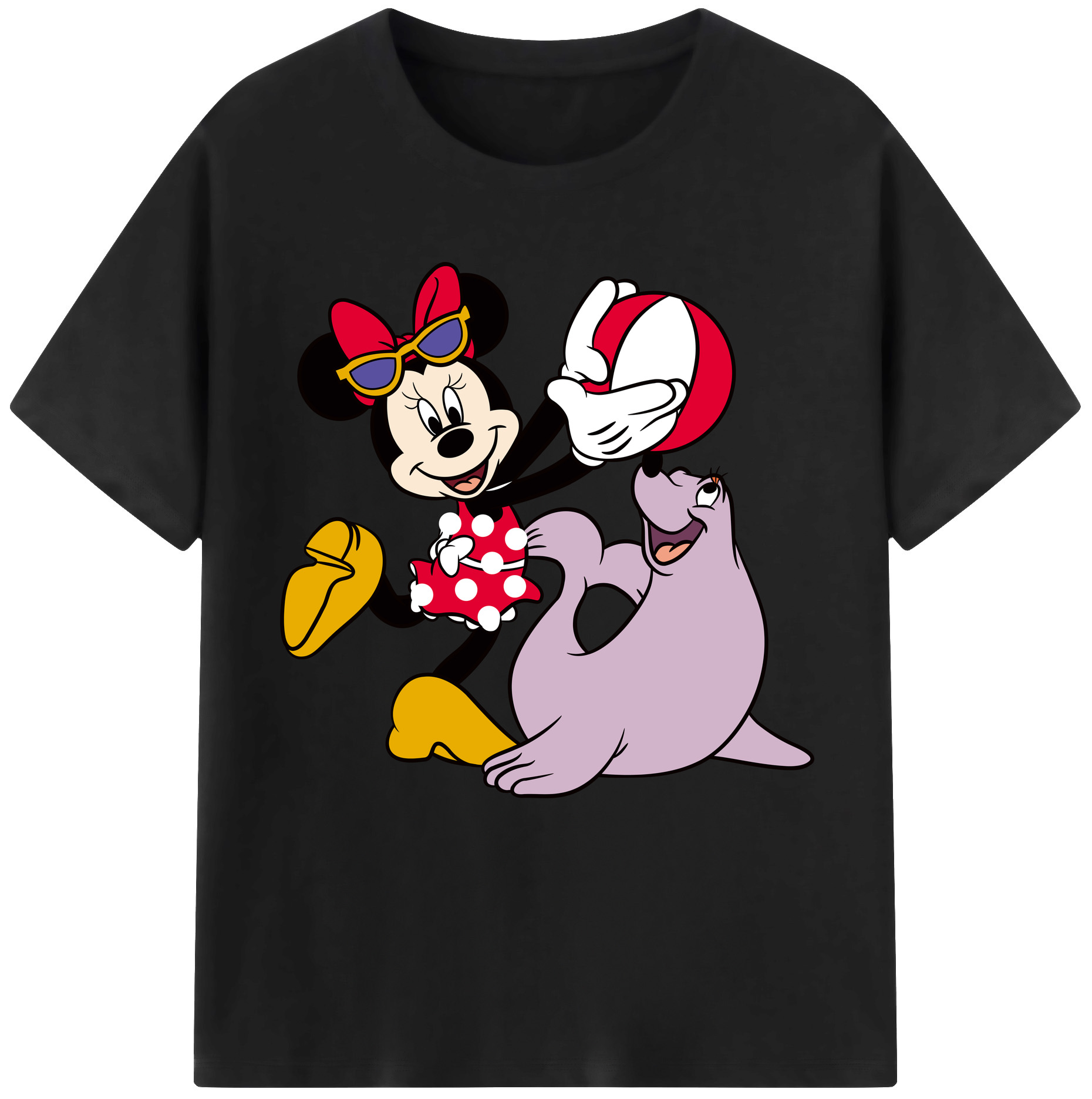 （画像用） ミッキーマウス Mickey Mouse レディースカジュアルプリントTシャツ（綿100％）