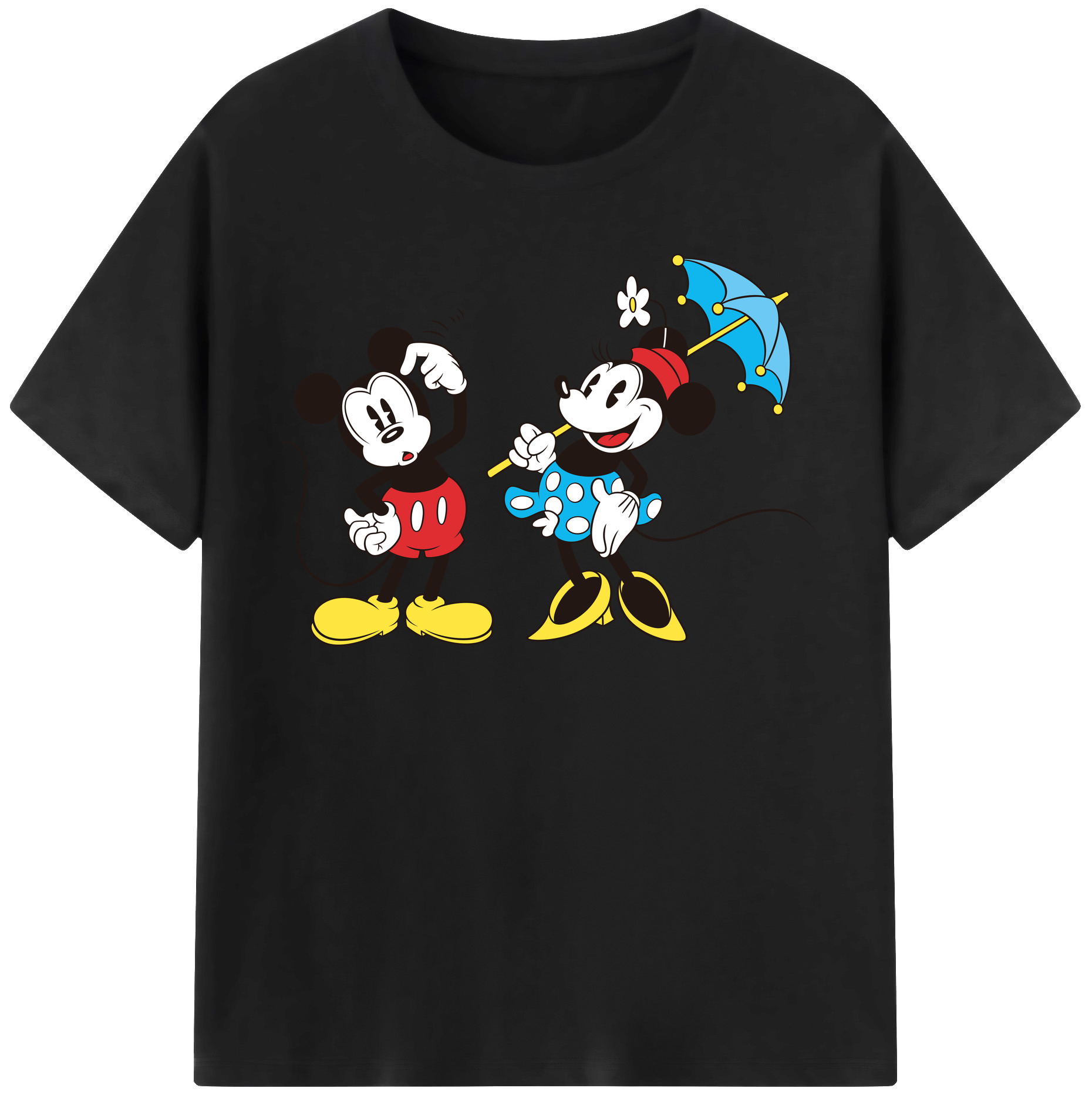 （画像用） ミッキーマウス Mickey Mouse レディースカジュアルプリントTシャツ（綿100％）